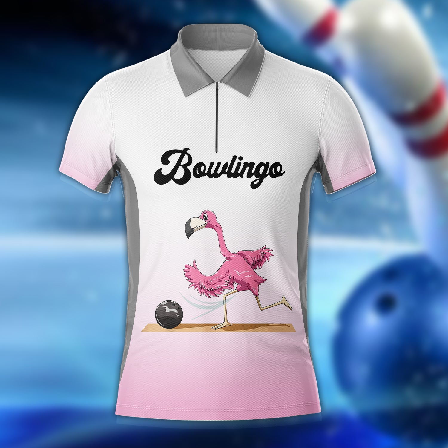 Bowling Flamingo Big Daddy James 3D Zipper Polo Shirt