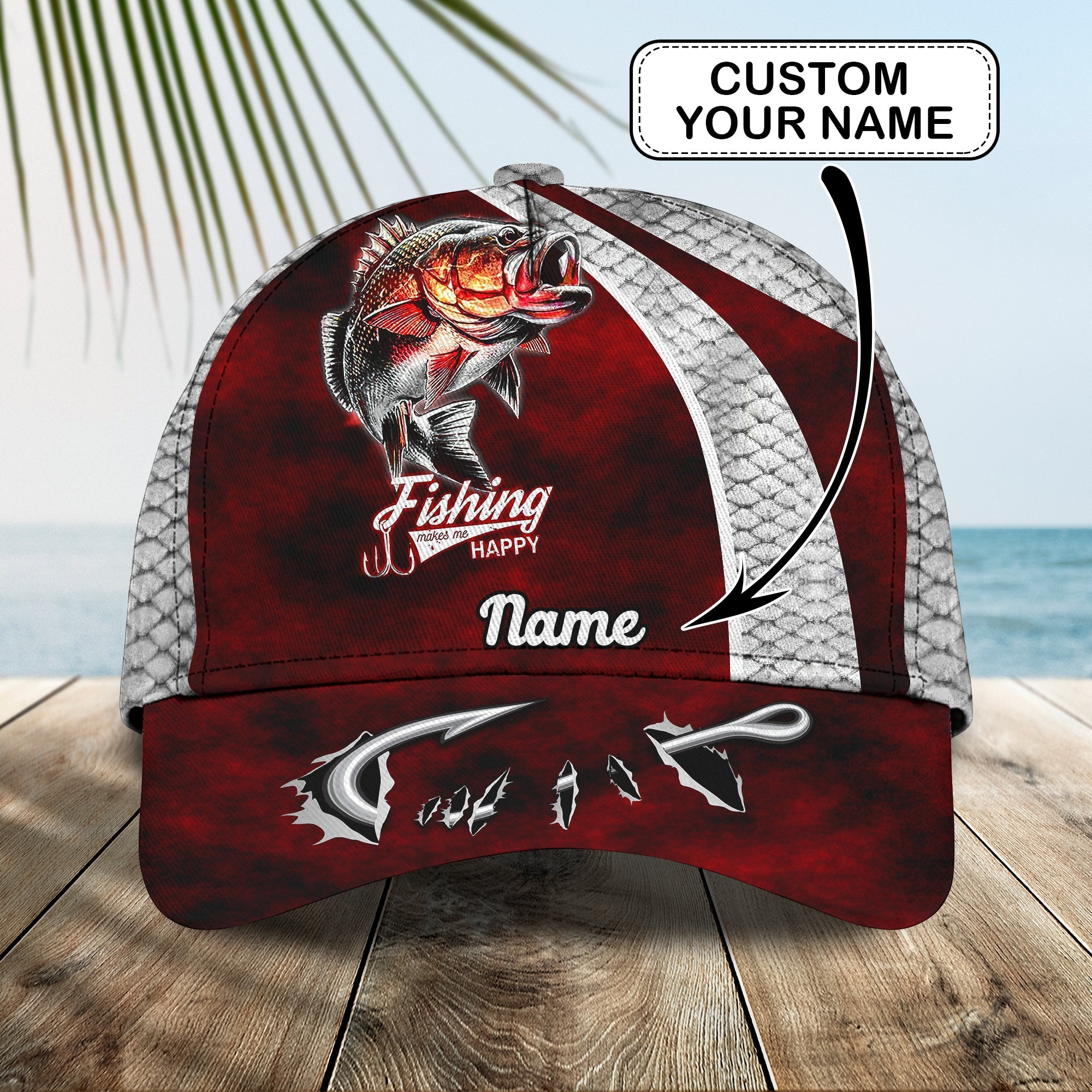 Bass Fishing 02- Personalize Name Cap