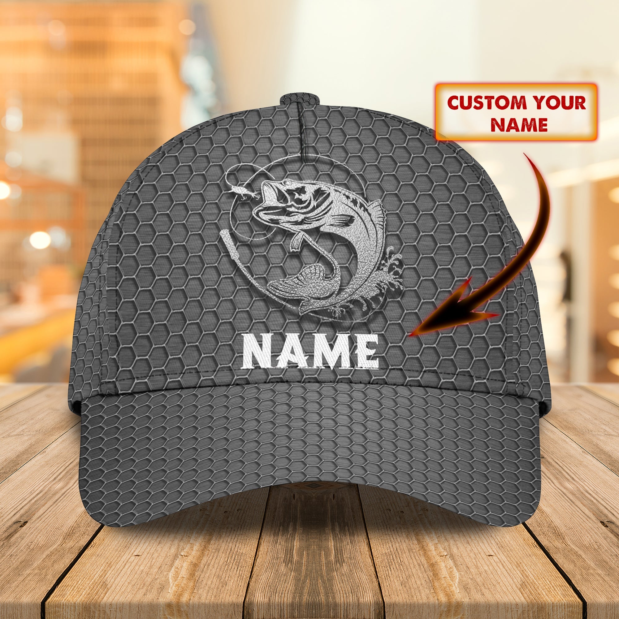 Fishing - Custom Name Curved Cap - Tad
