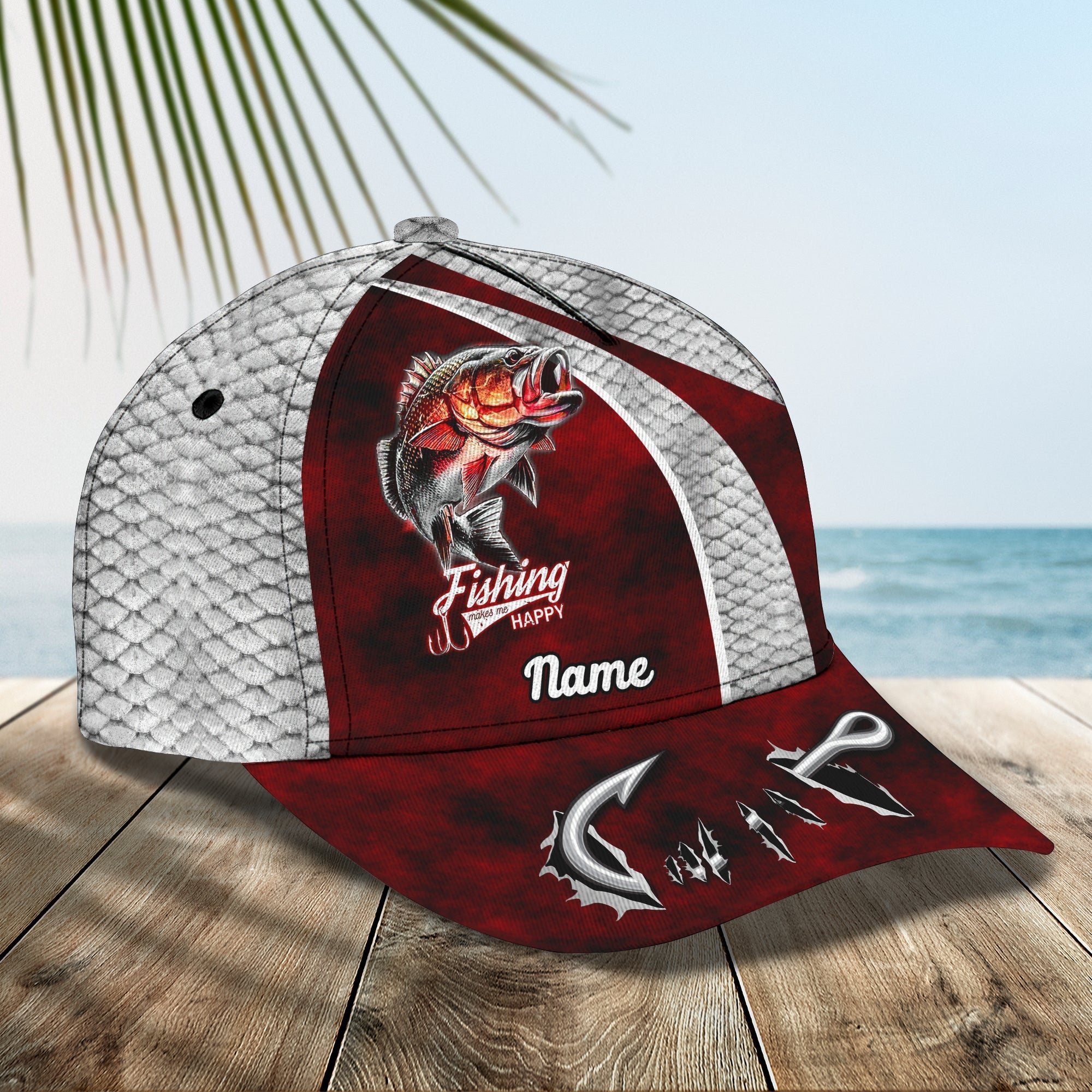 Bass Fishing 02- Personalize Name Cap