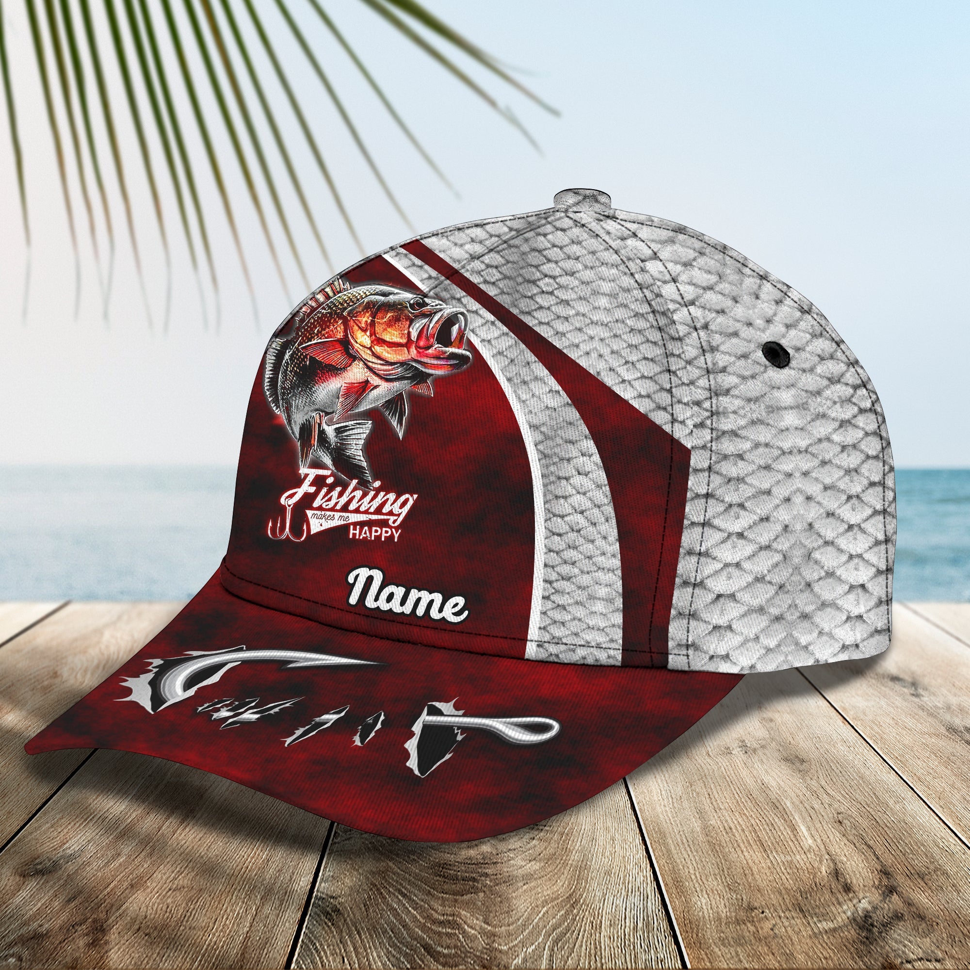 Bass Fishing 02- Personalize Name Cap