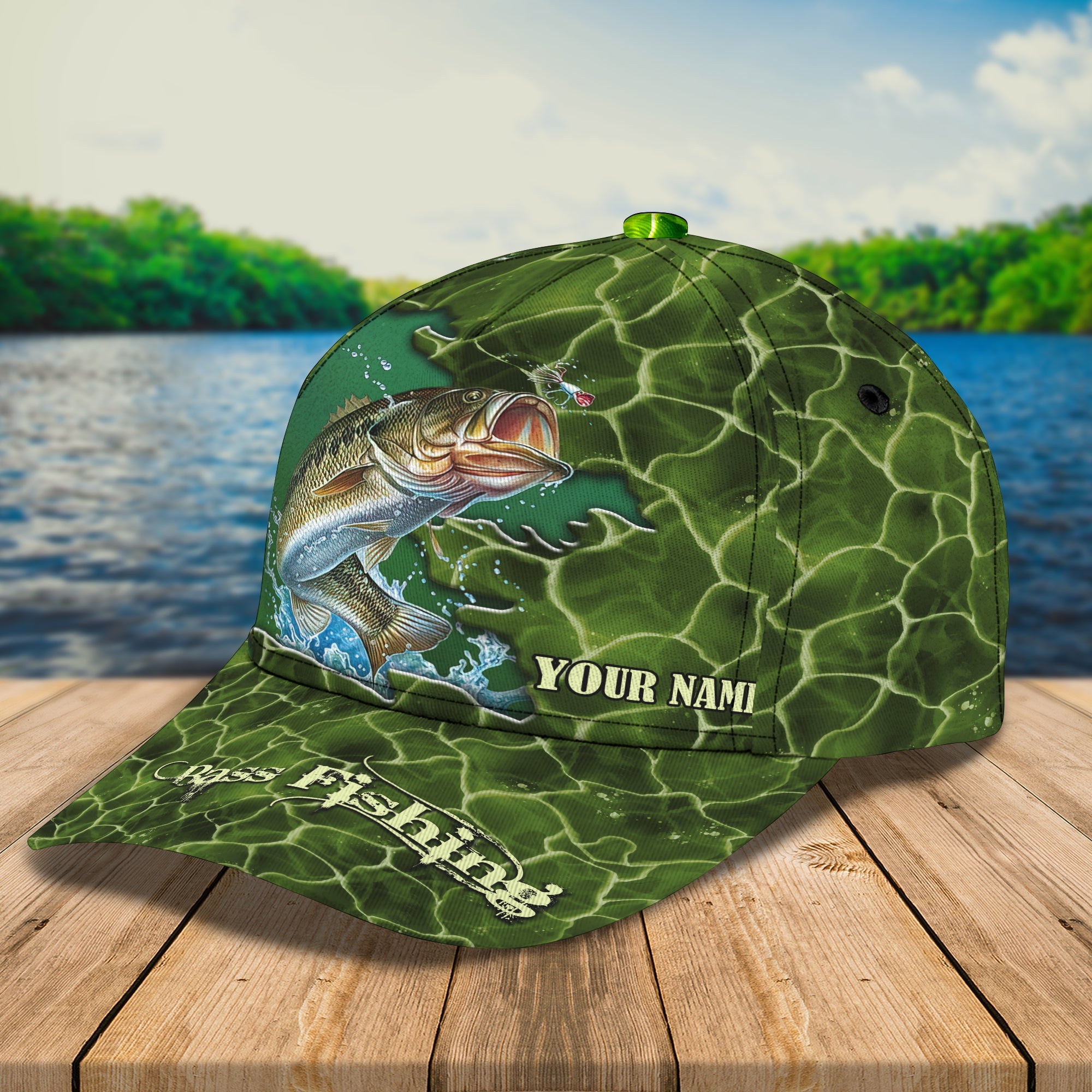 Fishing 3 - Personalized Name Cap - Hta