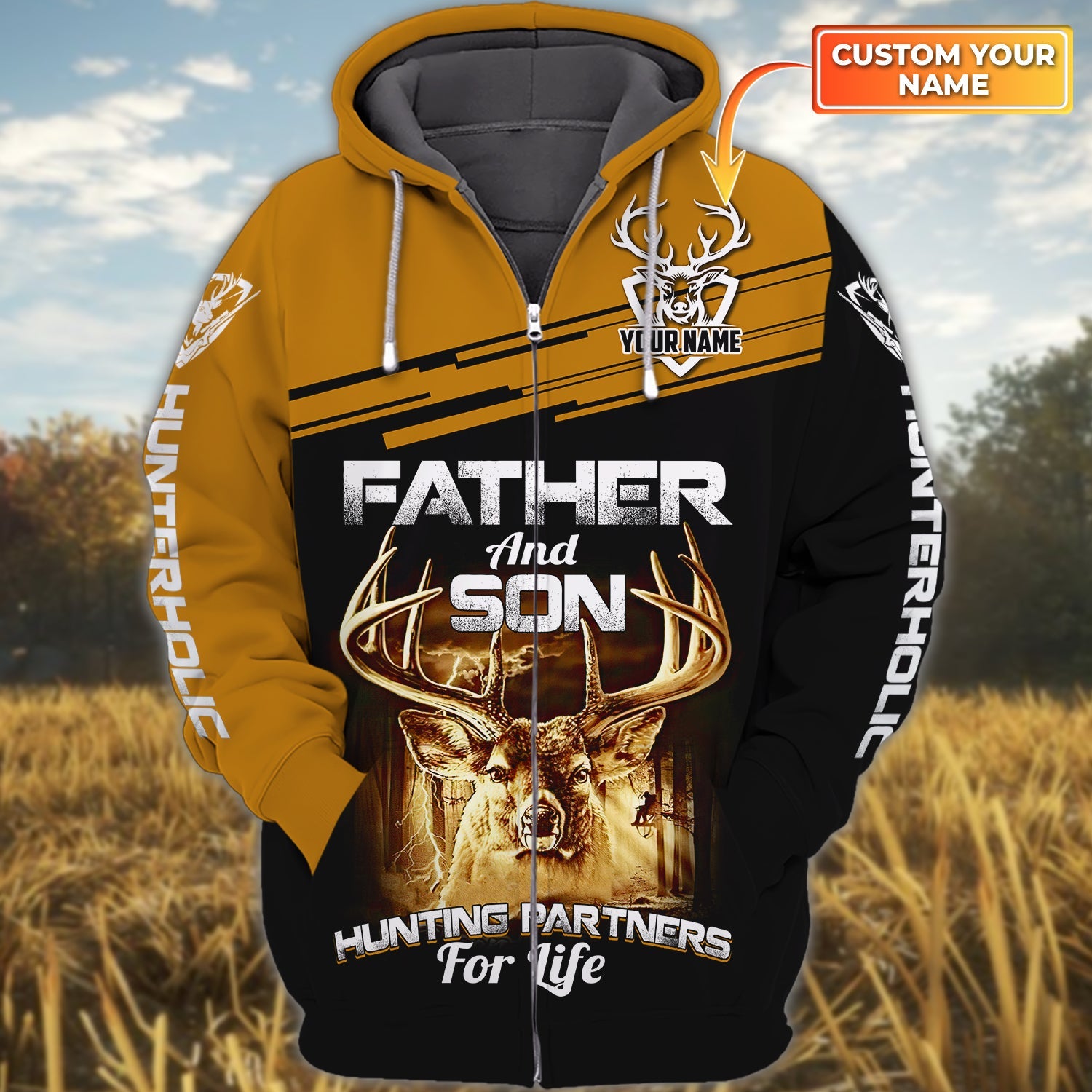 Father And Son Hunting Partners For Life - Personalized Name 3D Zipper Hoodie
