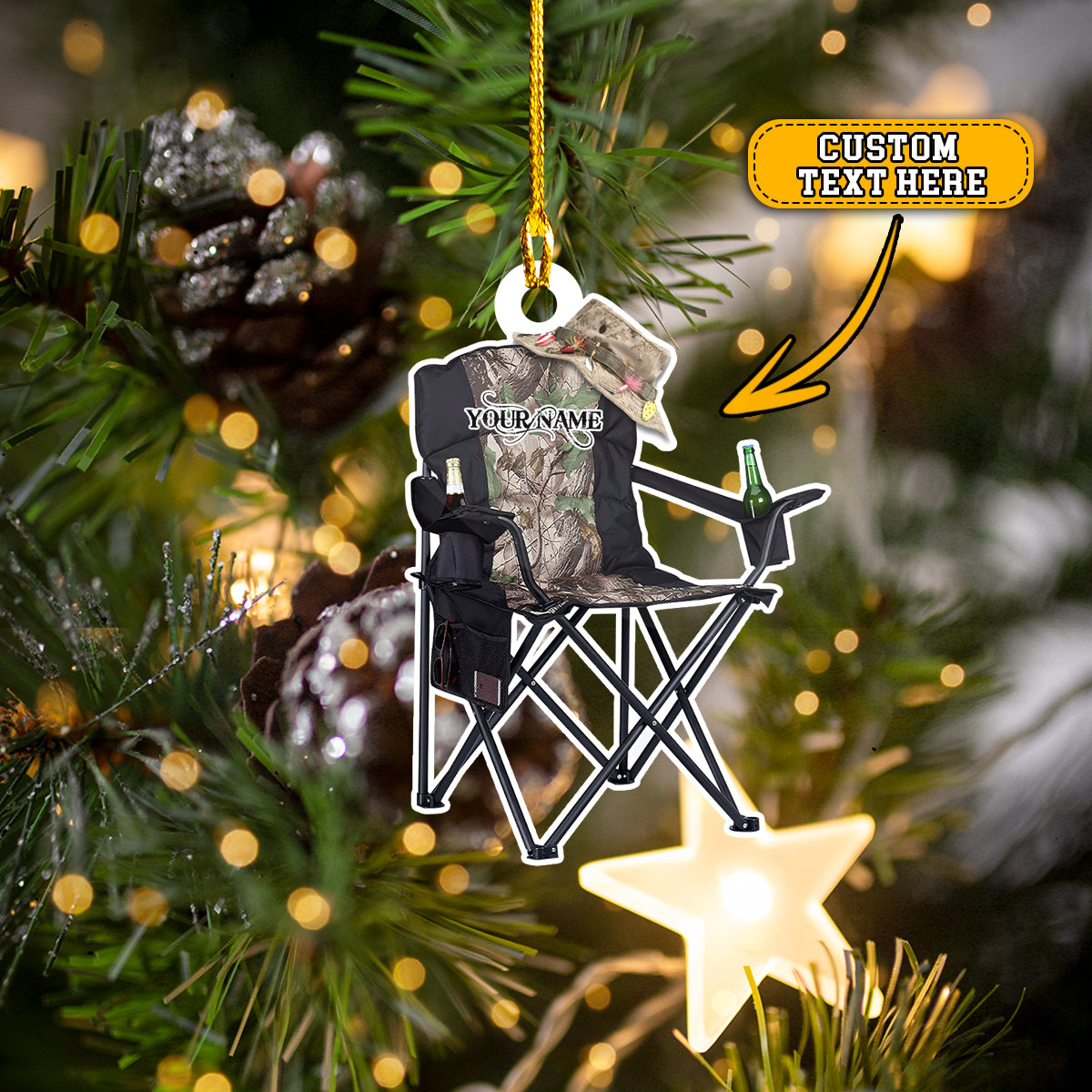 Custom Shaped Ornament -  Fishing Chair - 777