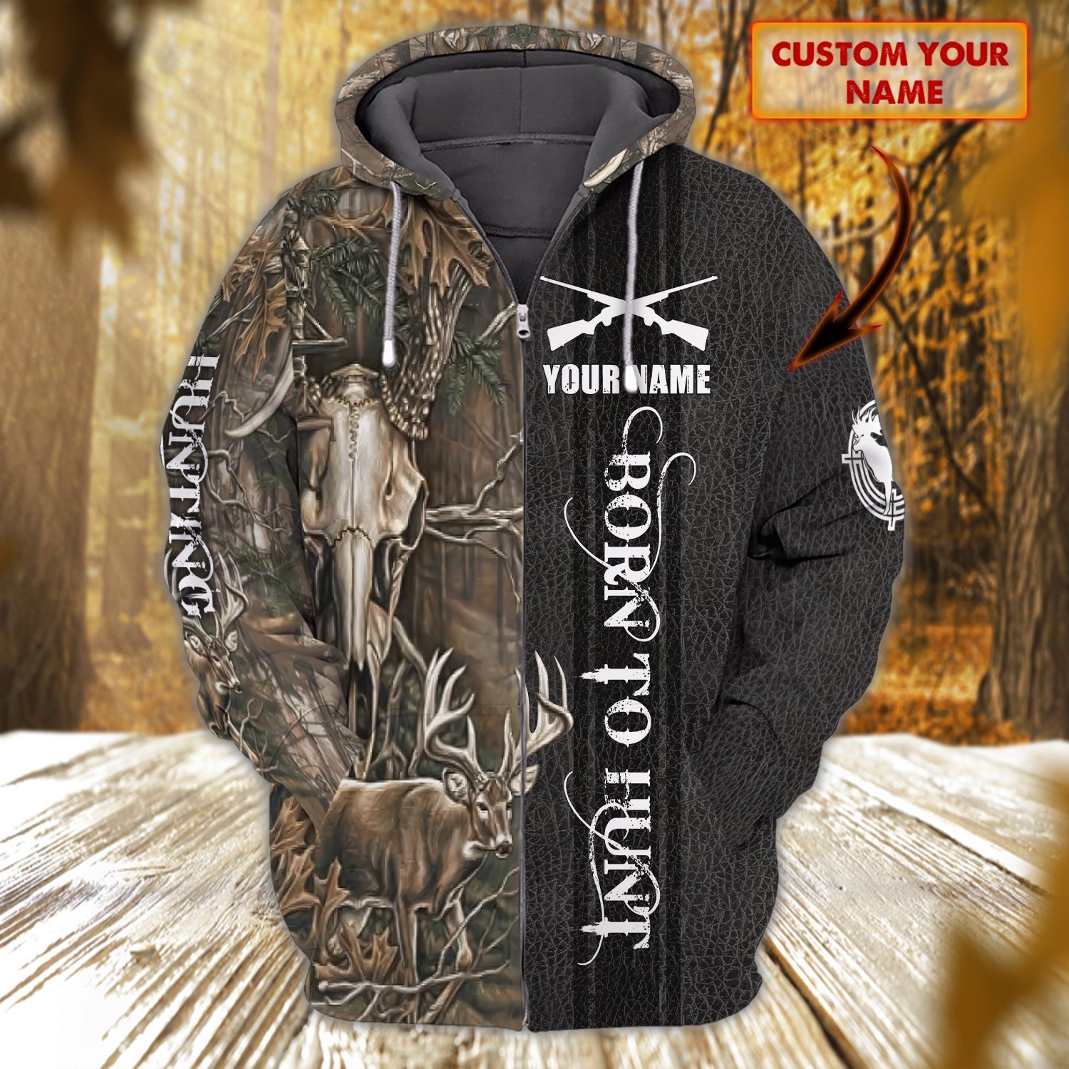 Born to Hunt 2 - Personalized Name 3D Zipper hoodie - Vhv-zip-003