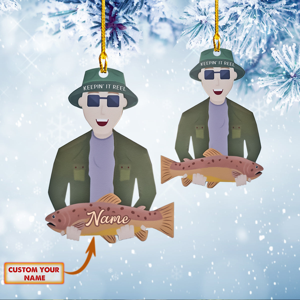 Custom Shaped Ornament - Fishing Lovers