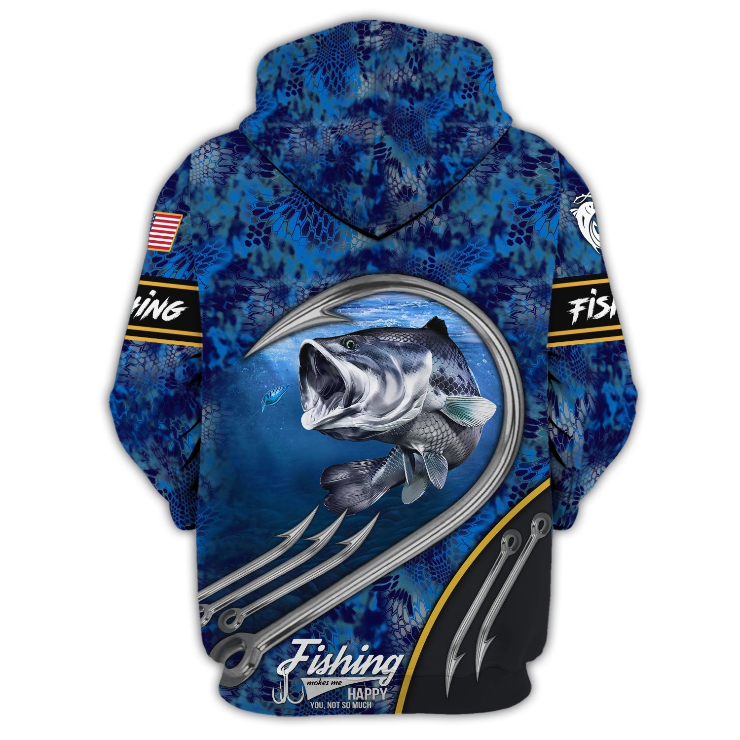 Bass Fishing 14 - Personalized Name 3D Zipper Hoodie