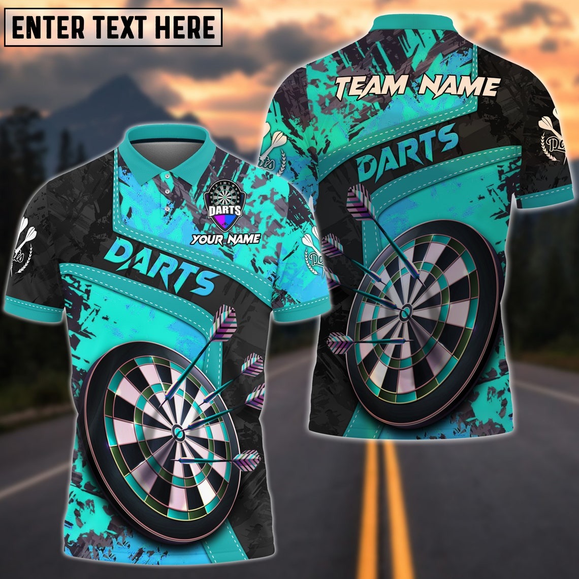 Darts Board Cyan Personalized Name & Team Name 3D Shirts For Dart Team Player Tad