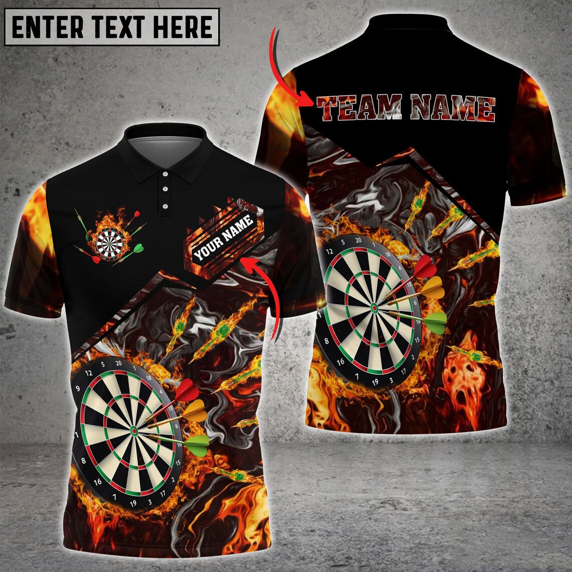 Dart Fire Personalized Name & Team Name 3D Shirts For Dart Team Player Tad