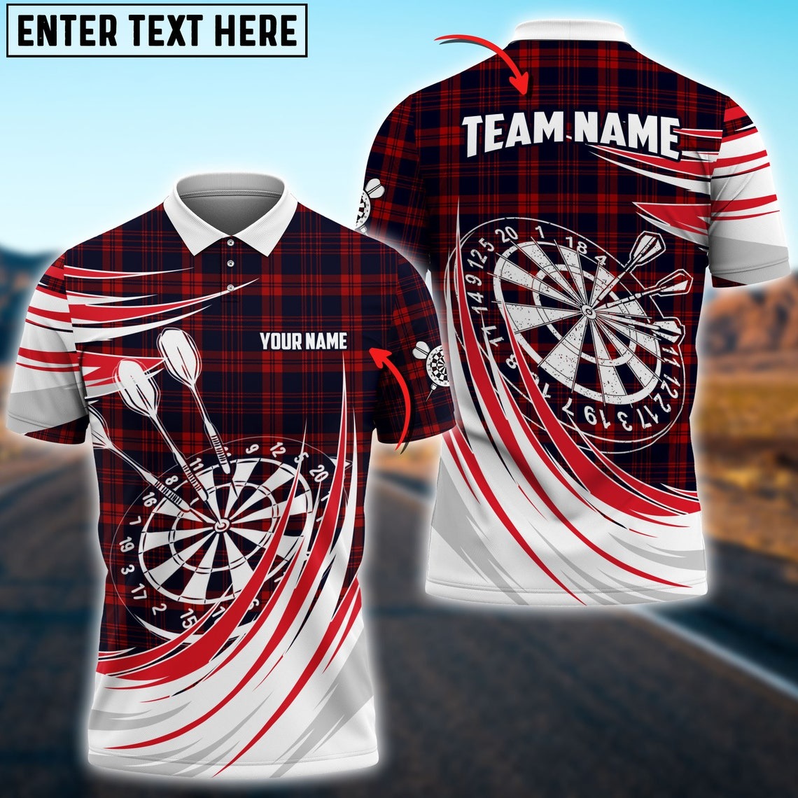 Darts Plaid Color Personalized Name & Team Name 3D Shirts For Dart Team Player Tad