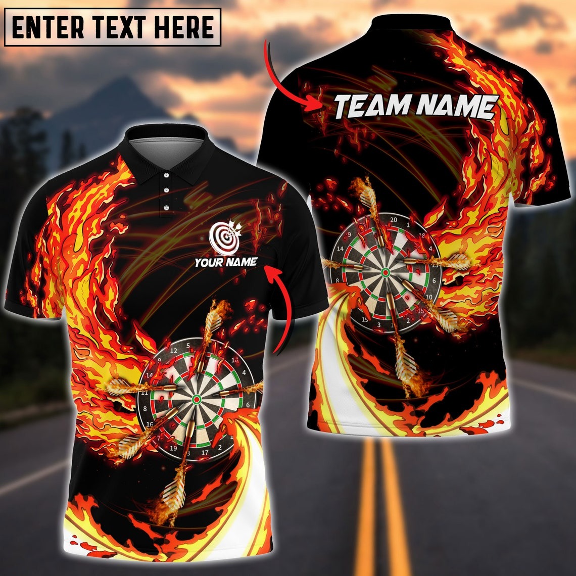 Breath Of Fire Darts Red Personalized Name & Team Name 3D Shirts For Dart Team Player Tad