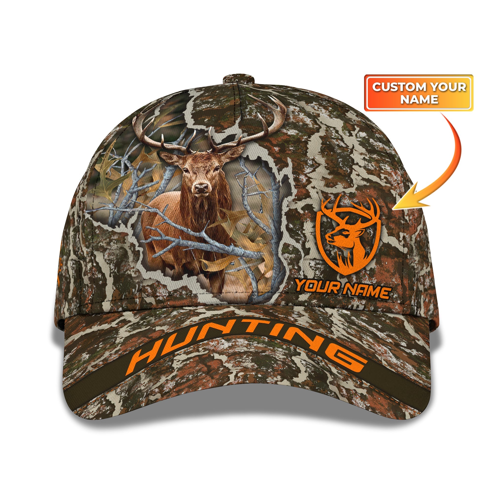 Hunting Personalized Name 3D Hat Deer Hunter Classic Cap
