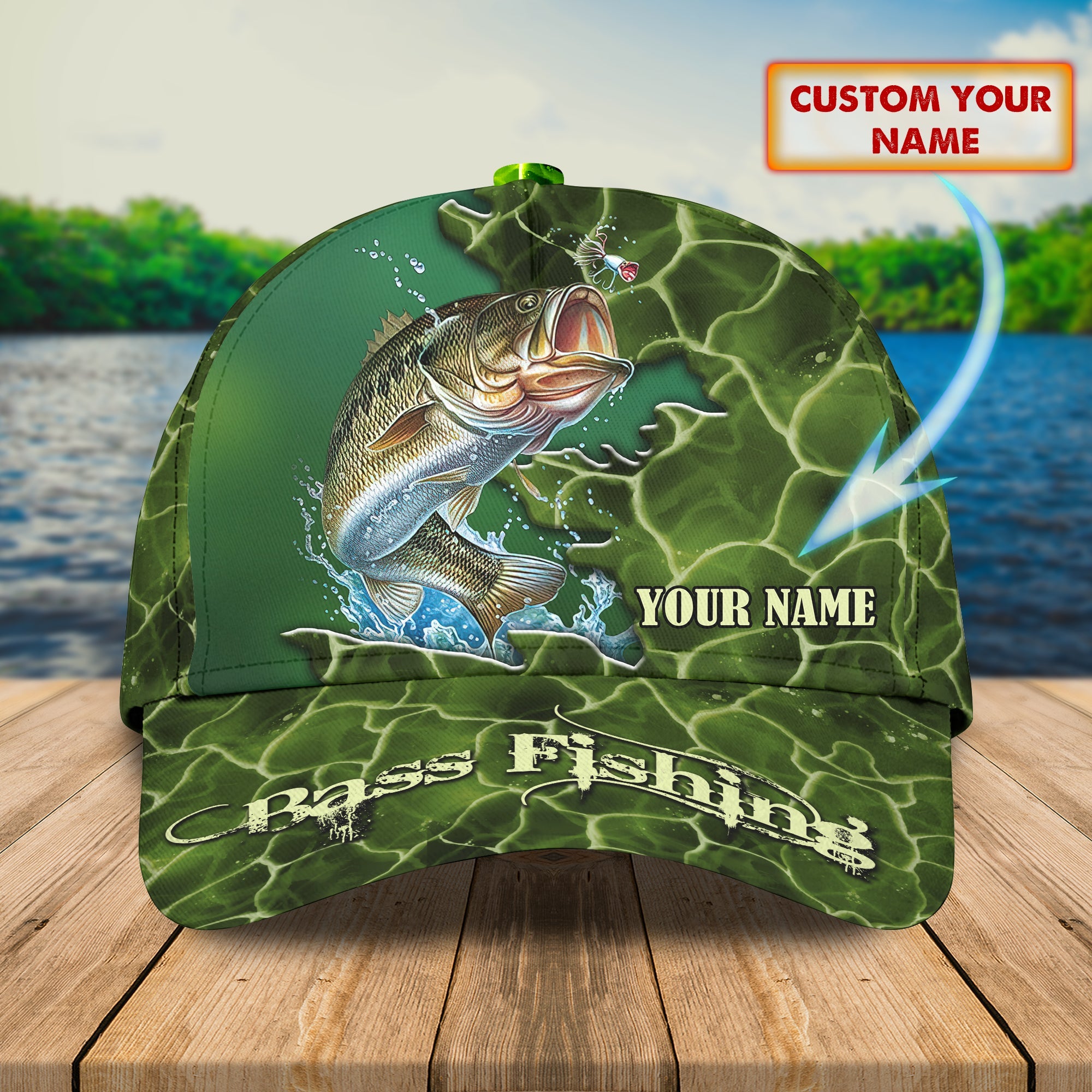 Fishing 3 - Personalized Name Cap - Hta