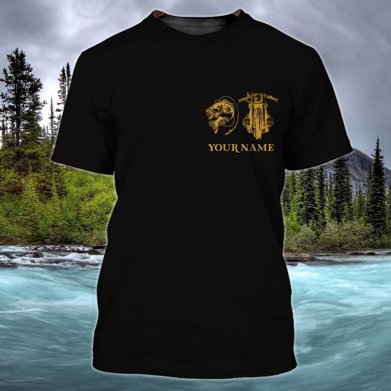 Motorcycle and  fishing - Personalized Name 3D T Shirt - Hdmt