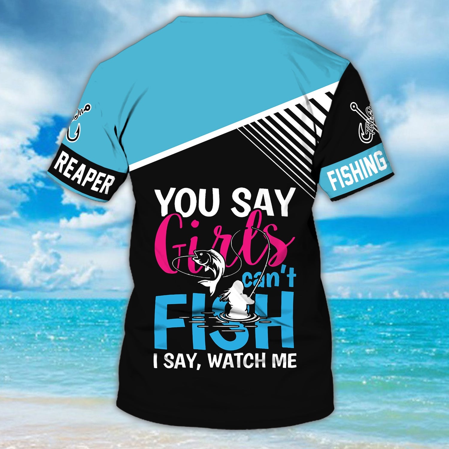 FISHING GIRL 93 - Personalized Name 3D Tshirt - HTA