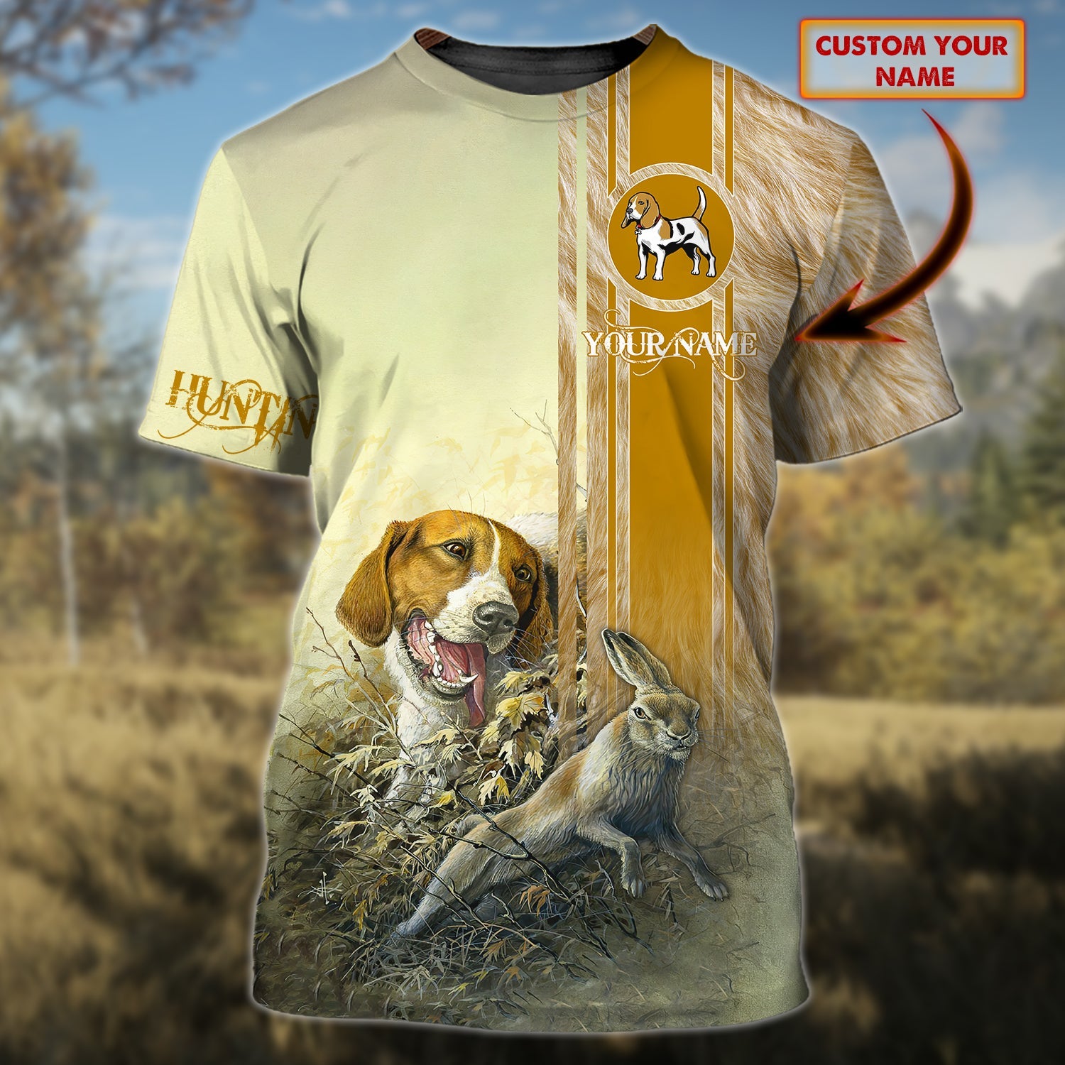 Beagle hunting - Personalized Name 3D Tshirt 1 - Nsd99