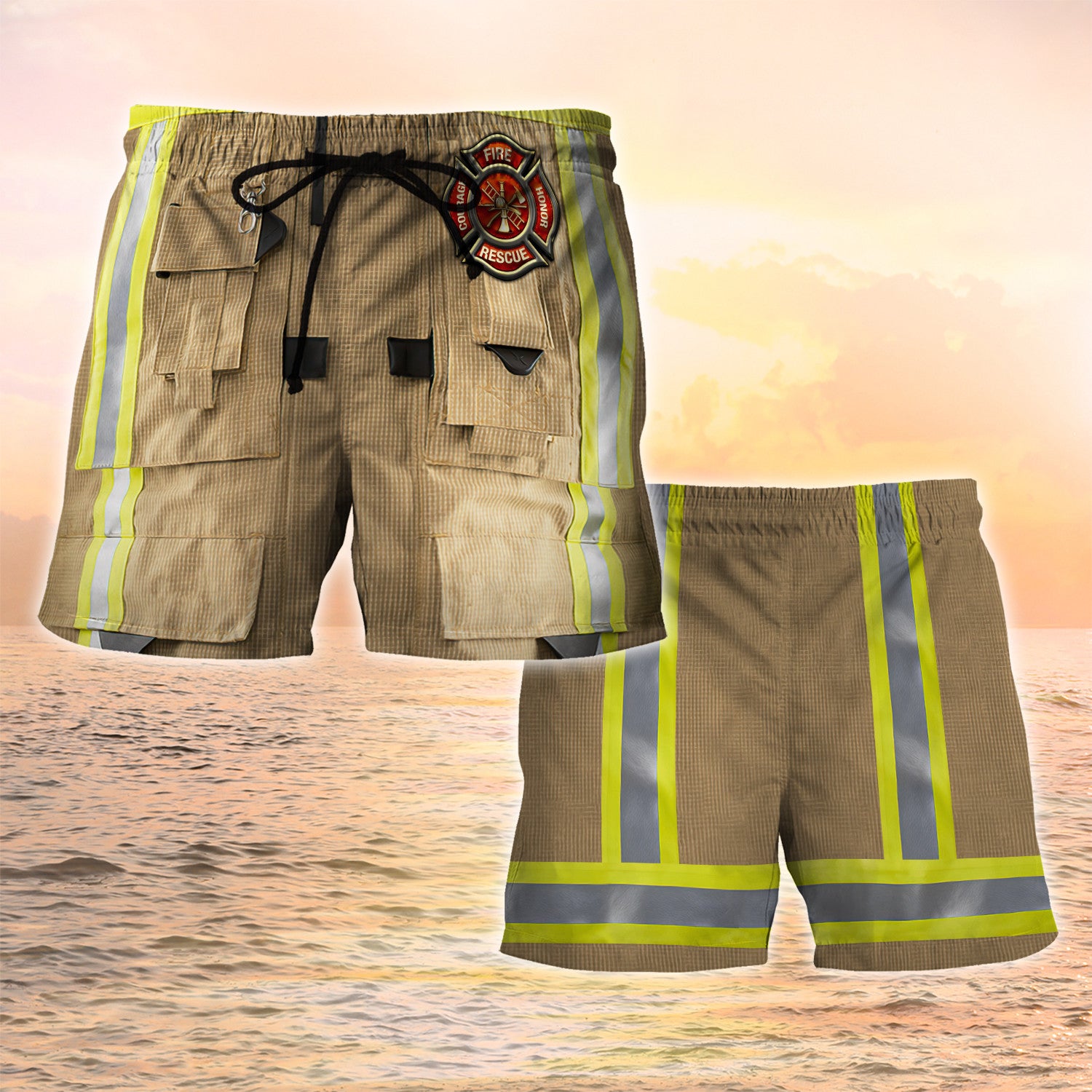 Fire Department Duty Shirts, Firefighter Shirt, Men Beach Shorts, Tshirt And Board Shorts