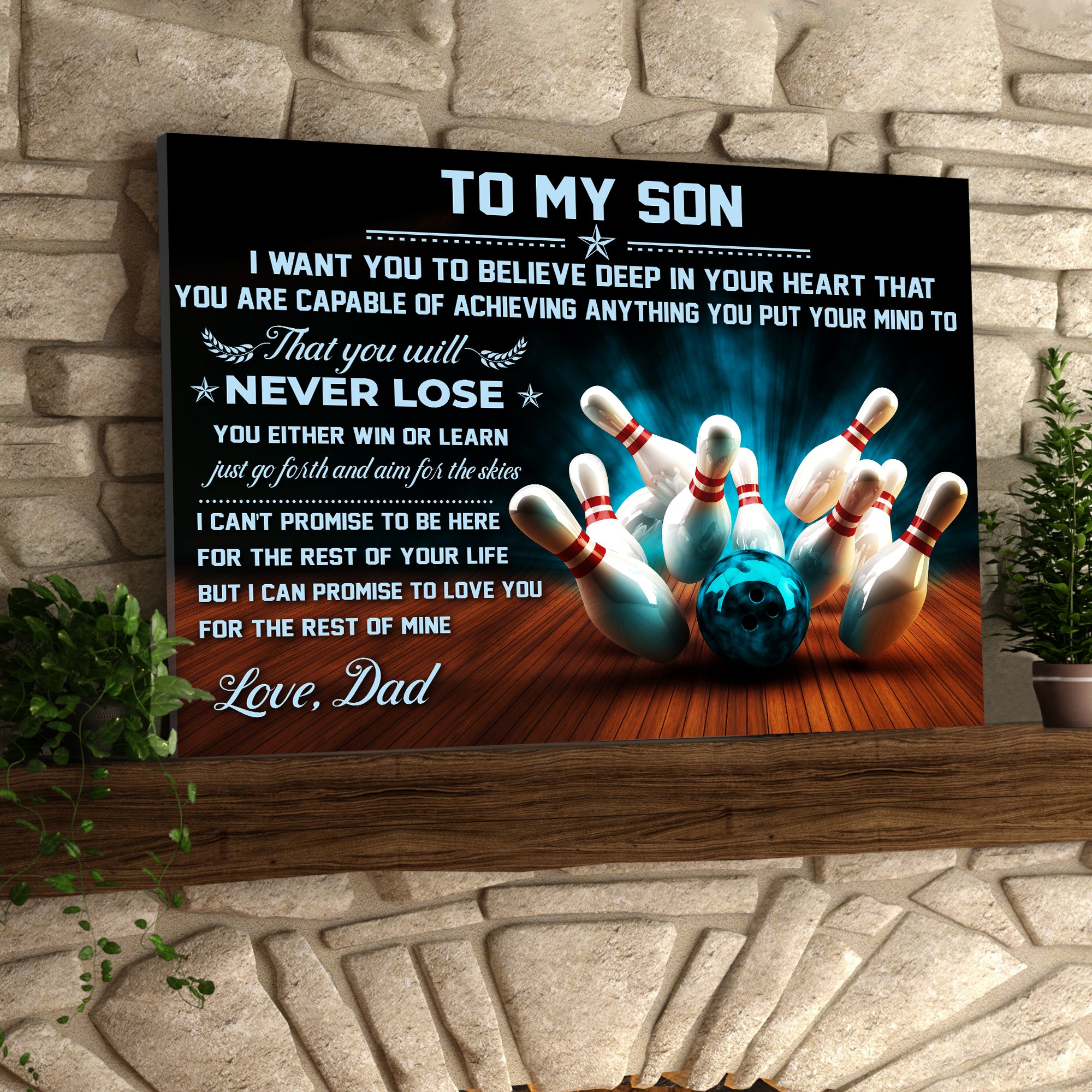 Bowling Dad To Son Never Lose Graphic Printed Canvas Bowl Game Living Room Decor Gift For Bowlers