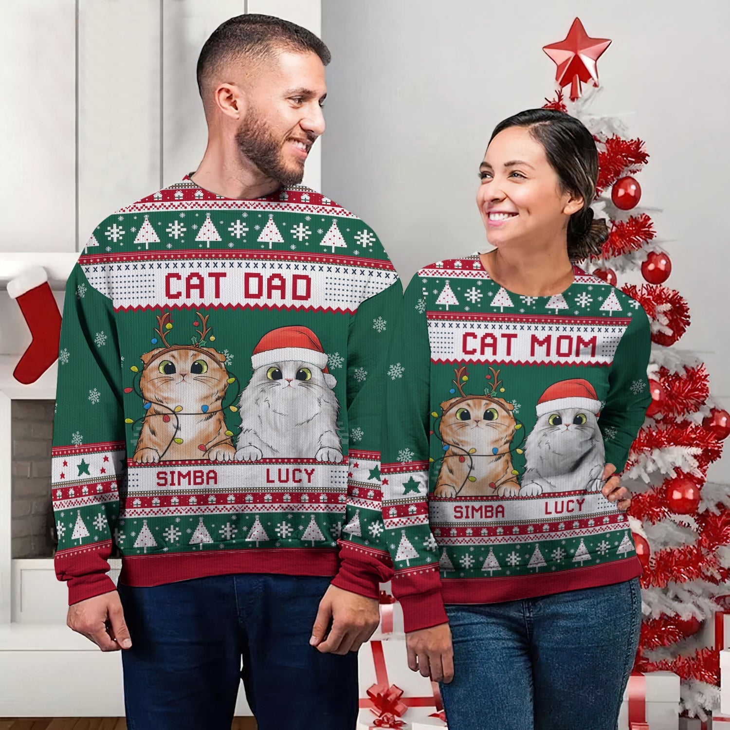 Cat Mom Cat Dad Personalized 3D Shirts Design Sweater, Christmas Gift, Pes Lovers