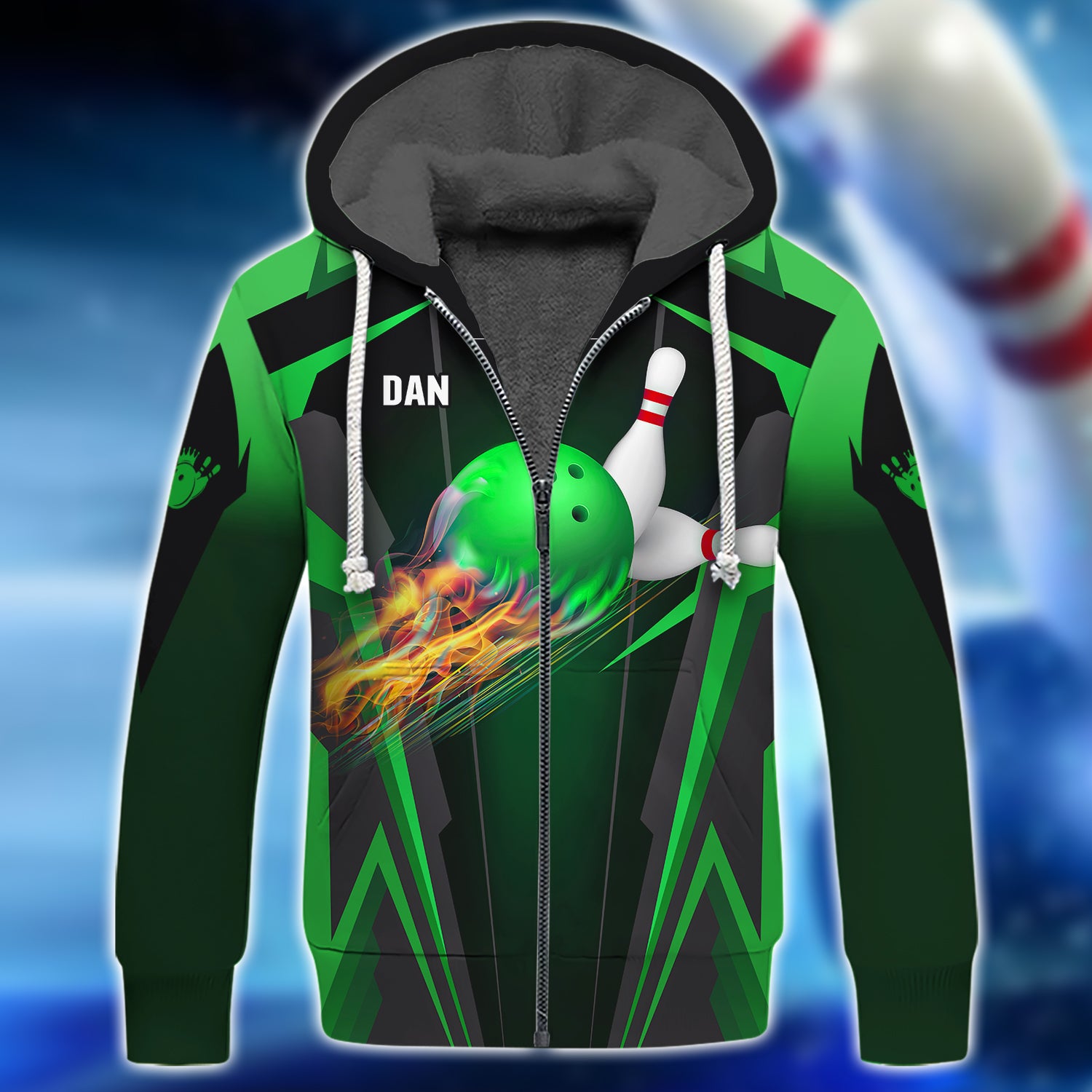 Dan - The Green Bowling Ball in Flames 3D Shirt - QB95