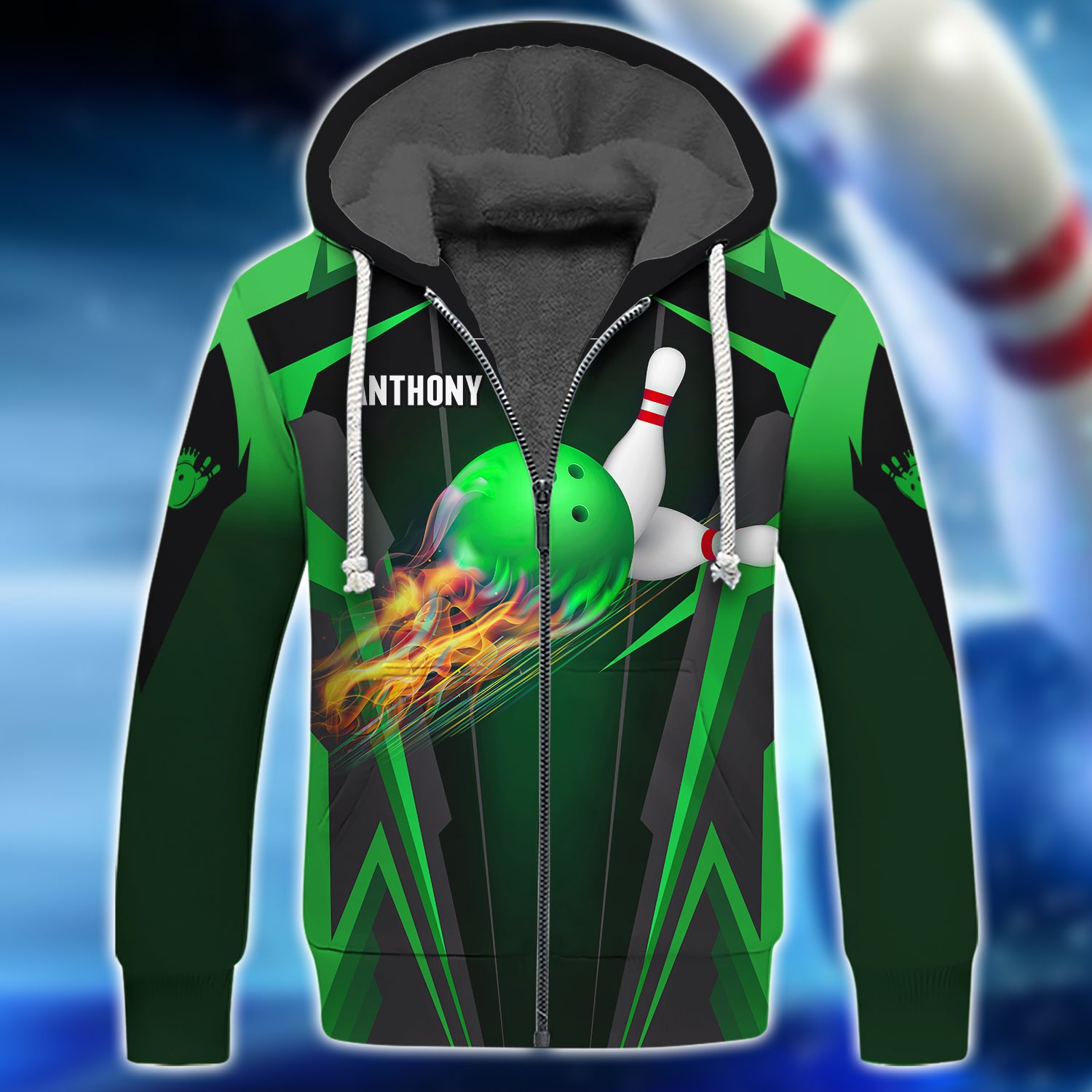 Anthony - The Green Bowling Ball in Flames 3D Shirt - QB95