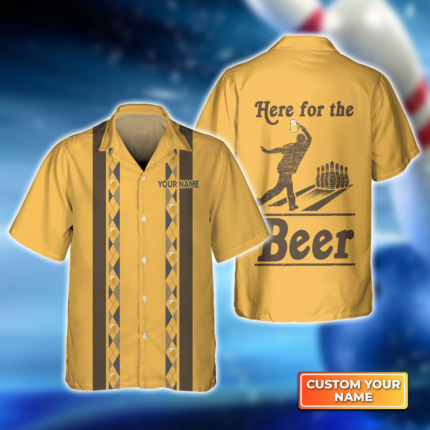 Bowling Here For The Beer Personalized Name 3D Hawaiian Shirt QB95