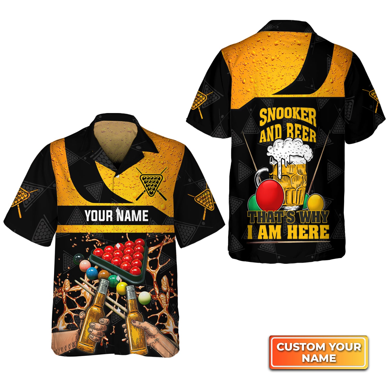 Snooker And Beer That's Why I'm Here Personalized Name 3D Hawaiian Shirt For Billiard Players QB95