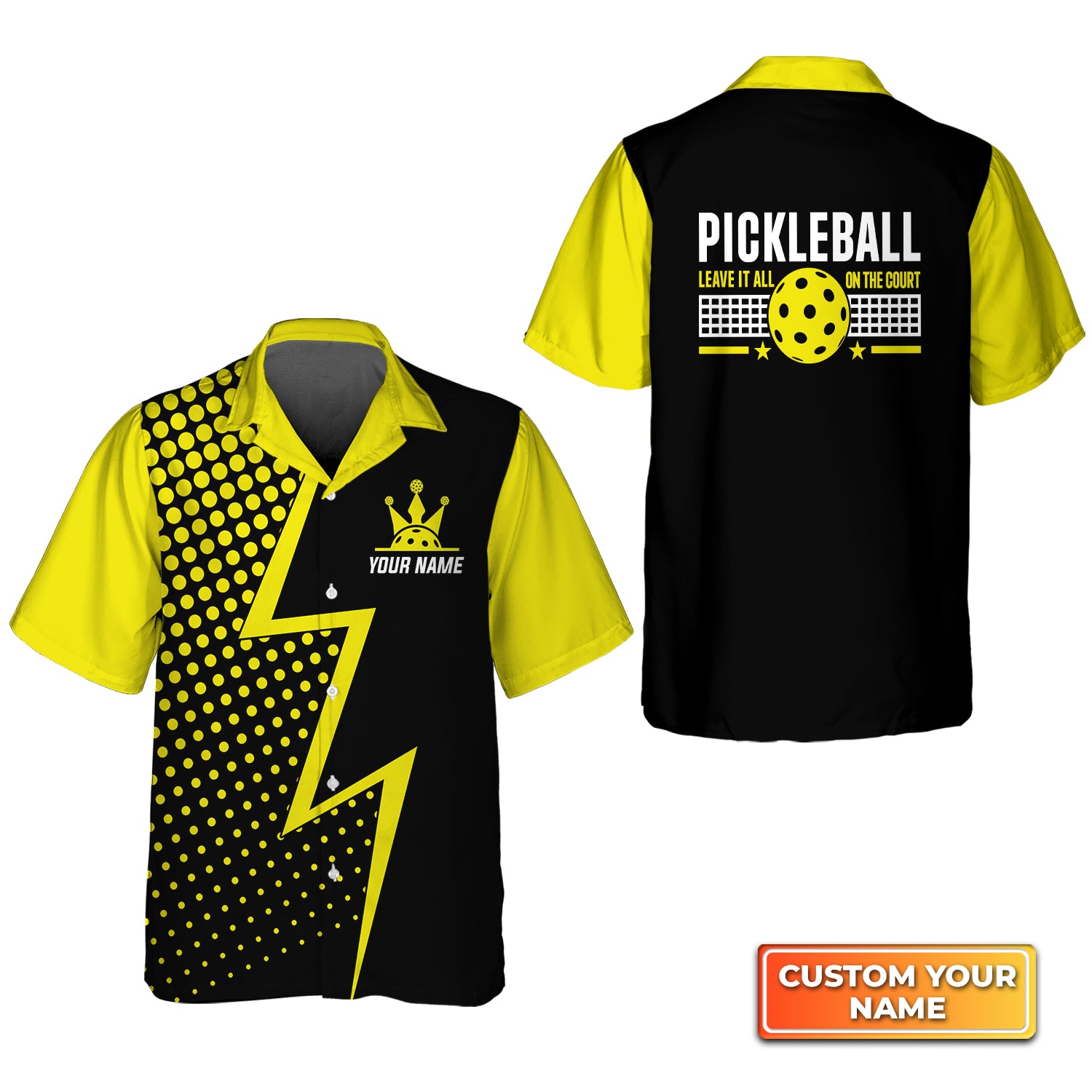 Pickleball Leave It All On The Court Personalized Name 3D Hawaiian Shirt QB95 Gift For Pickleball Player