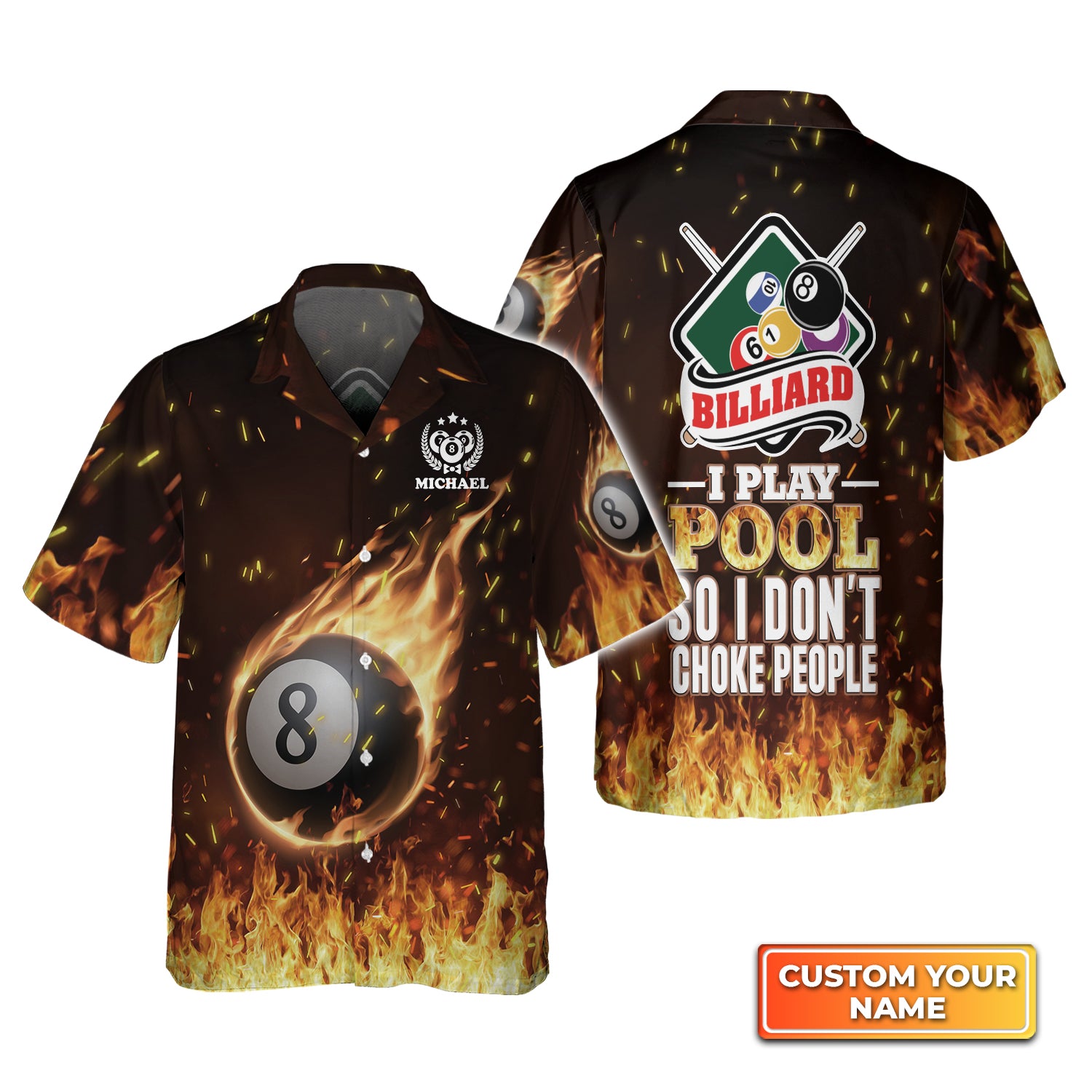 Billiard I Play Pool So I Don’t Choke People Personalized Name 3D Hawaiian Shirt For Billiard Players QB95