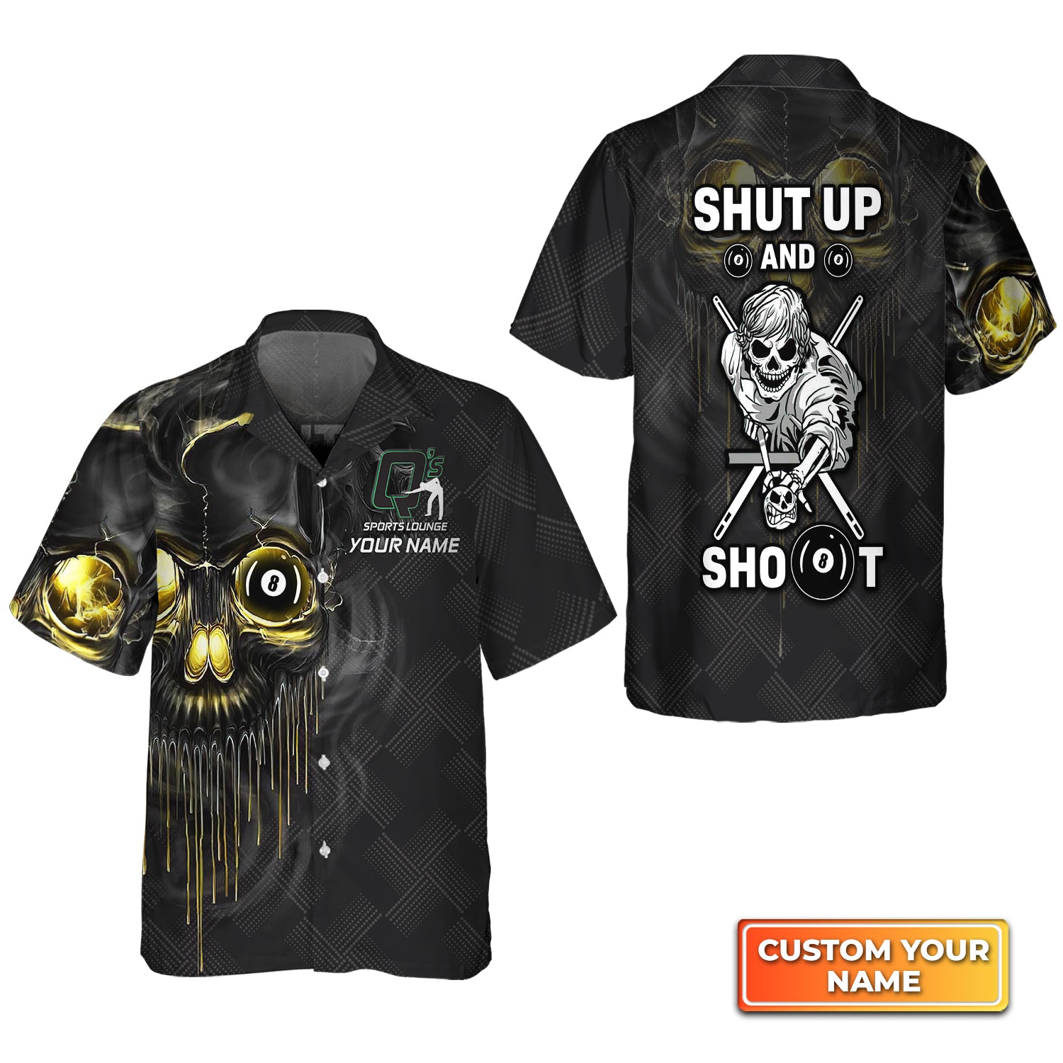 Q's Team Pool Shut Up And Shoot Personalized Name 3D Hawaiian Shirt For Billiard Players QB95