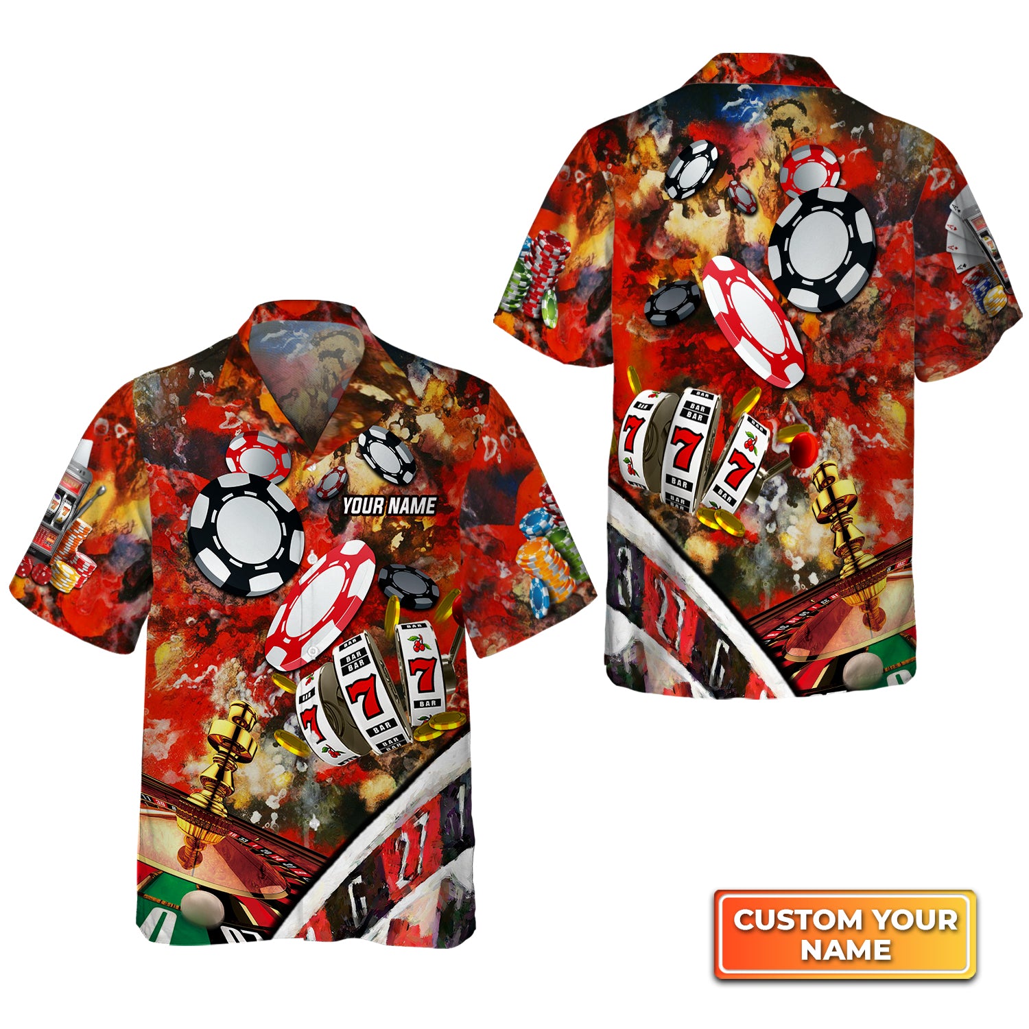 Gambling Casino Gambling Style Personalized Name 3D Hawaiian Shirt For Poker Players QB95