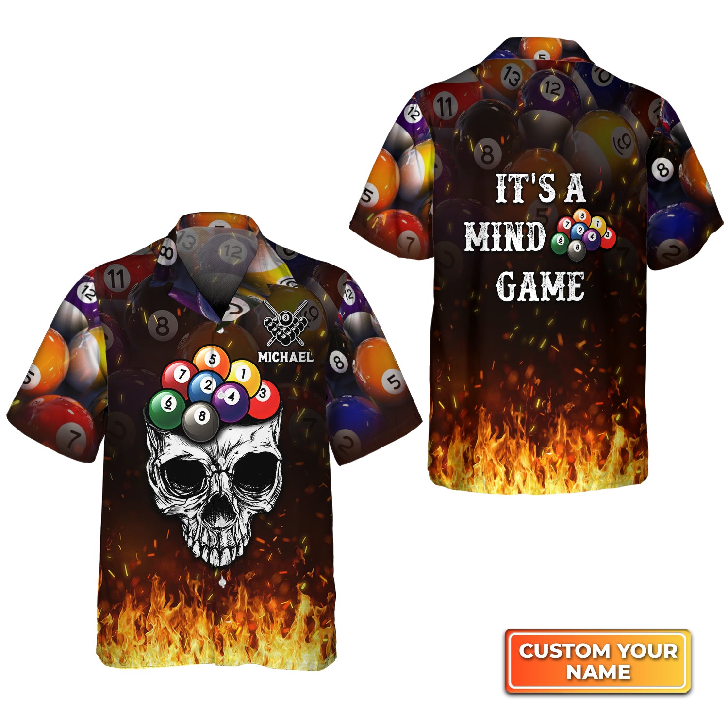 Billiard It's A Mind Game Personalized Name 3D Hawaiian Shirt For Billiard Players QB95