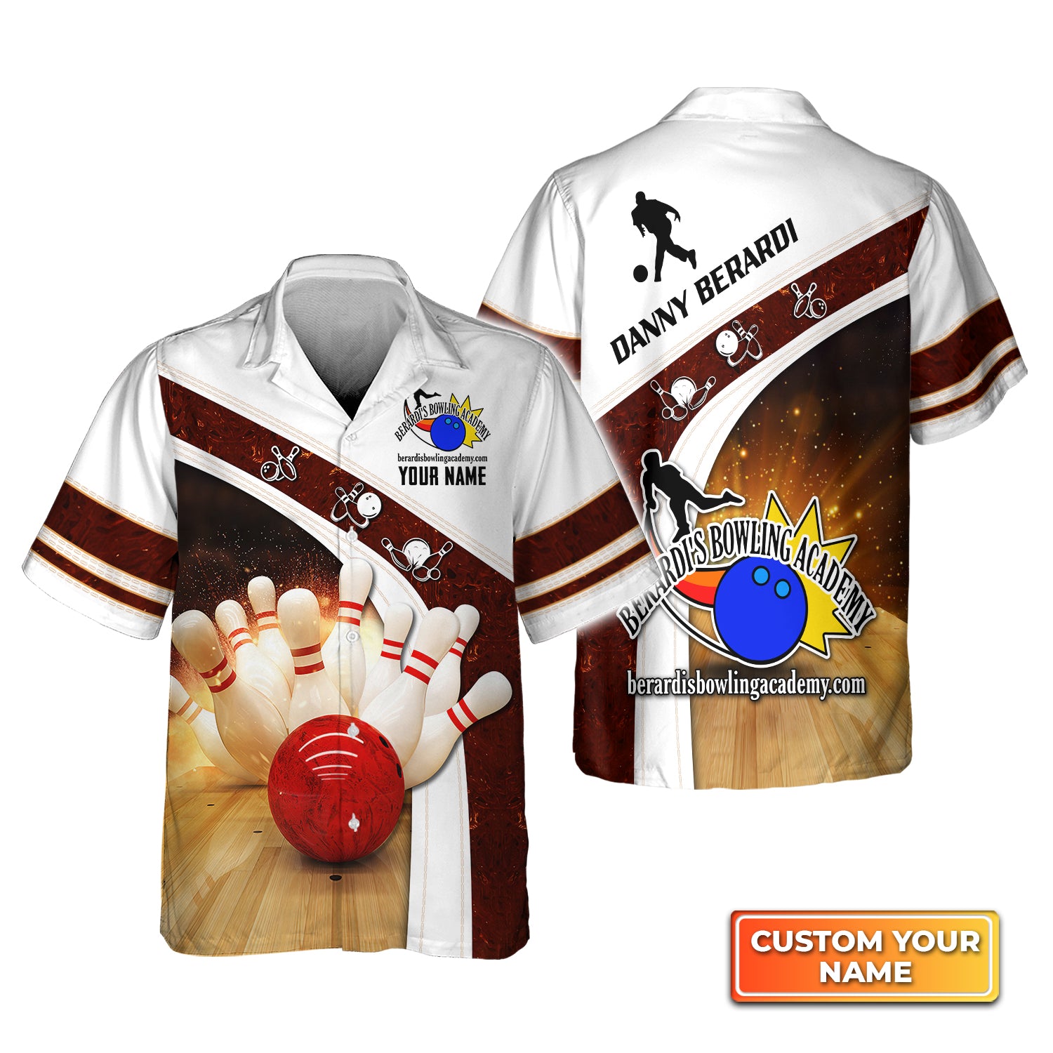 Berardi's Bowling Academy Personalized Name 3D Hawaiian Shirt QB95 Gift For Bowler