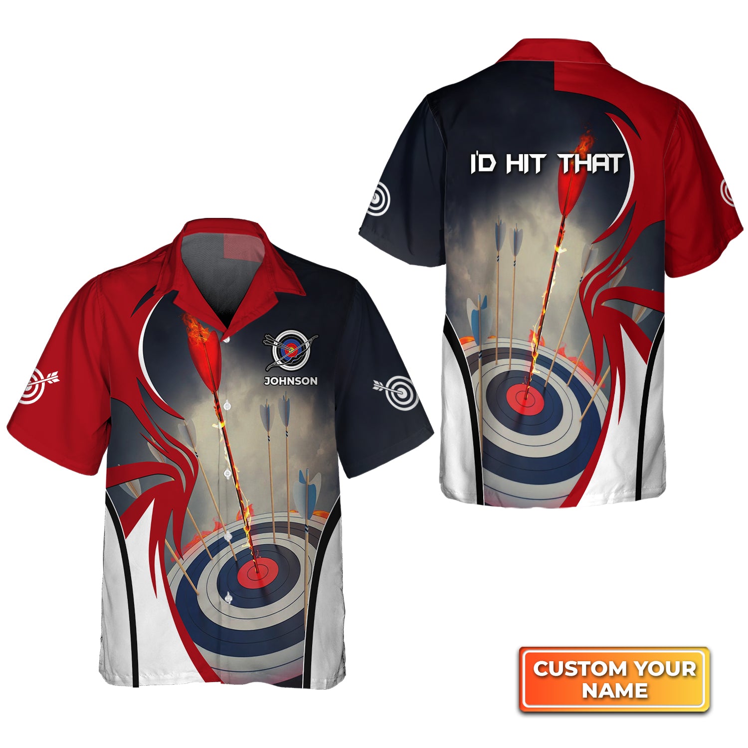 I'd Hit That Archery Target On Fire Personalized Name 3D Hawaiian Shirt QB95 Gift For Archer