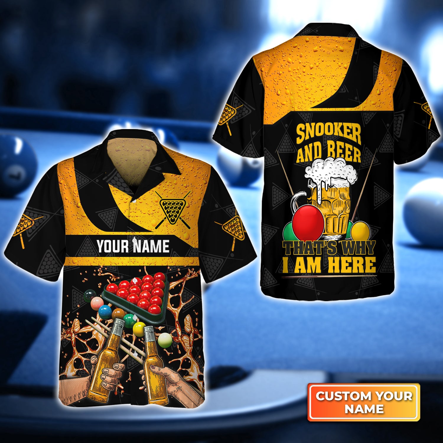 Snooker And Beer That's Why I'm Here Personalized Name 3D Hawaiian Shirt For Billiard Players QB95