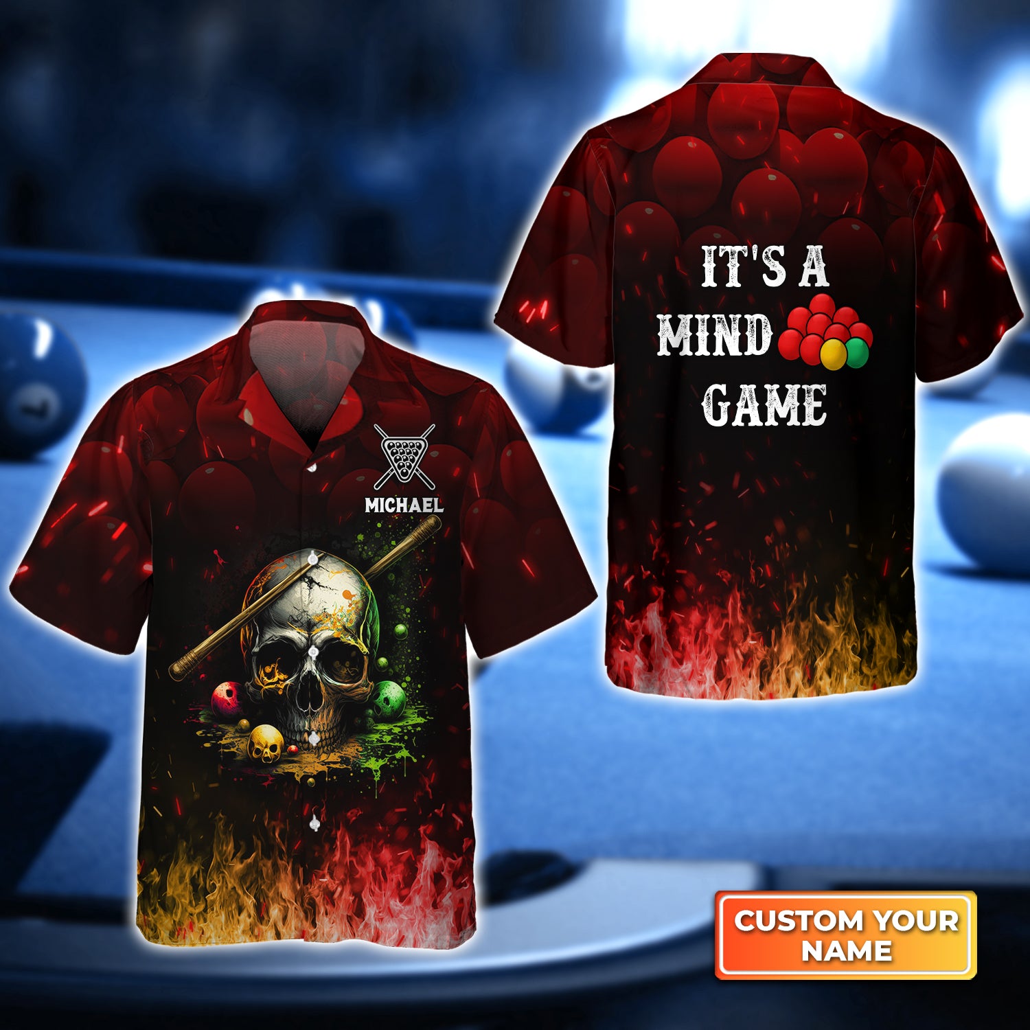 Billiard Snooker It's A Mind Personalized Name 3D Hawaiian Shirt For Billiard Players QB95