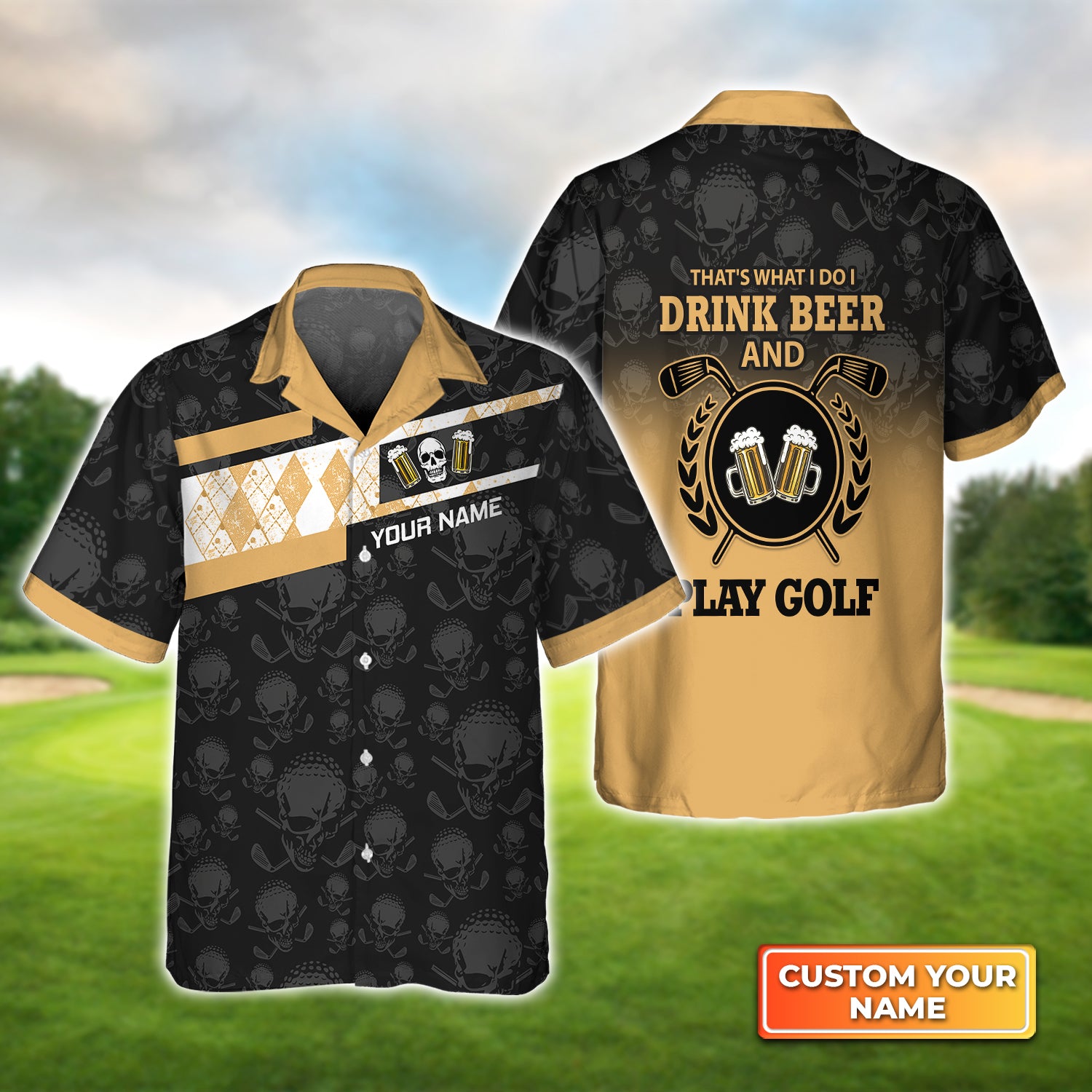 I Drink Beer And Play Golf - Personalized Name 3D Hawaiian Shirt Gift For Golf QB95