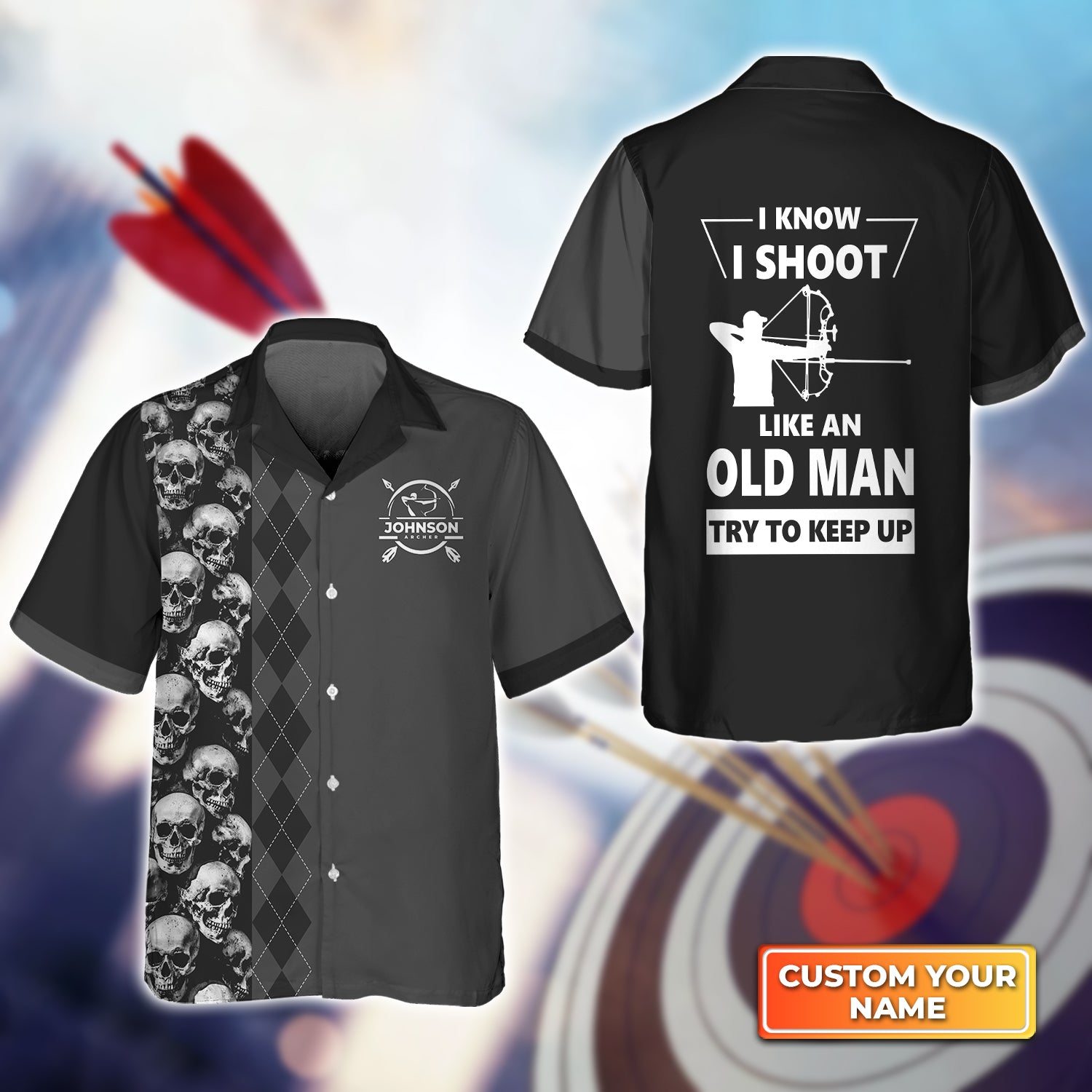 Archery I Know I Shoot Like An Old Man Personalized Name 3D Hawaiian Shirt QB95 Gift For Archer