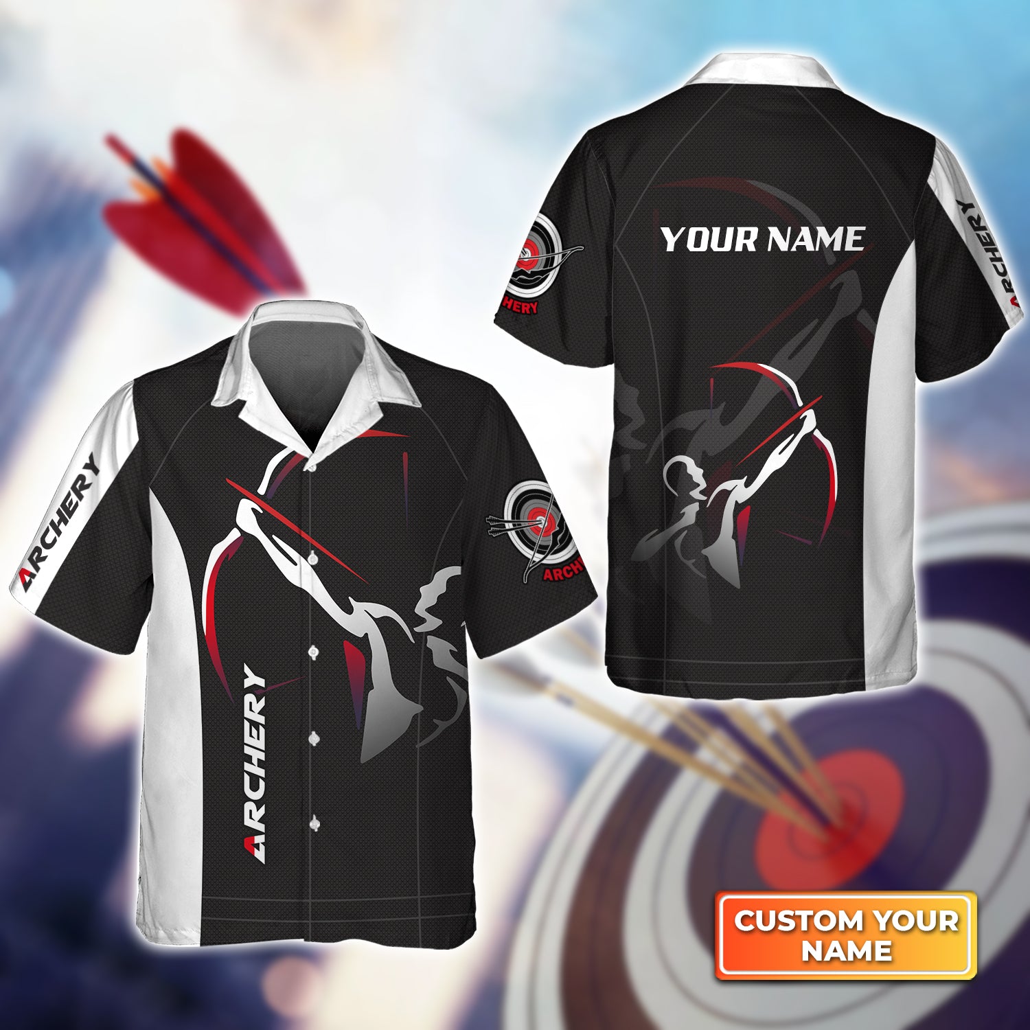 National Archery Team Personalized Name 3D Hawaiian Shirt QB95 Gift For Archer