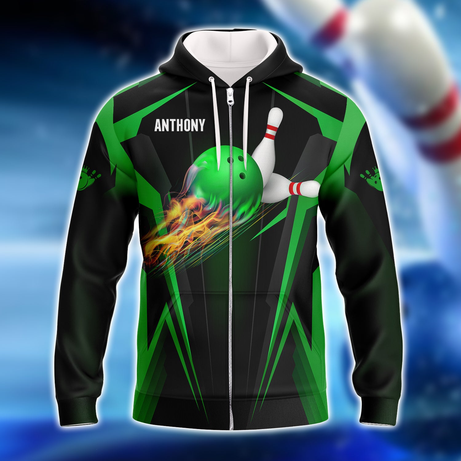 Anthony - The Green Bowling Ball in Flames 3D Shirt - QB95