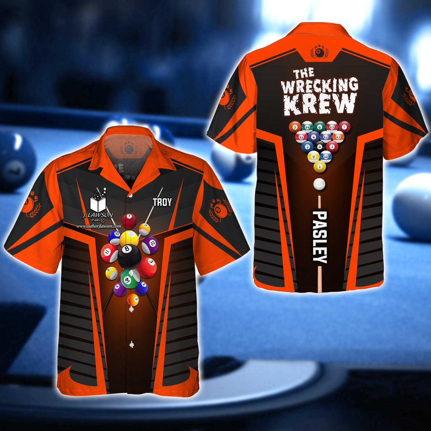 TROY PASLEY, The Wrecking Krew Team In Orange Billard Balls 3D Shirt - QB95