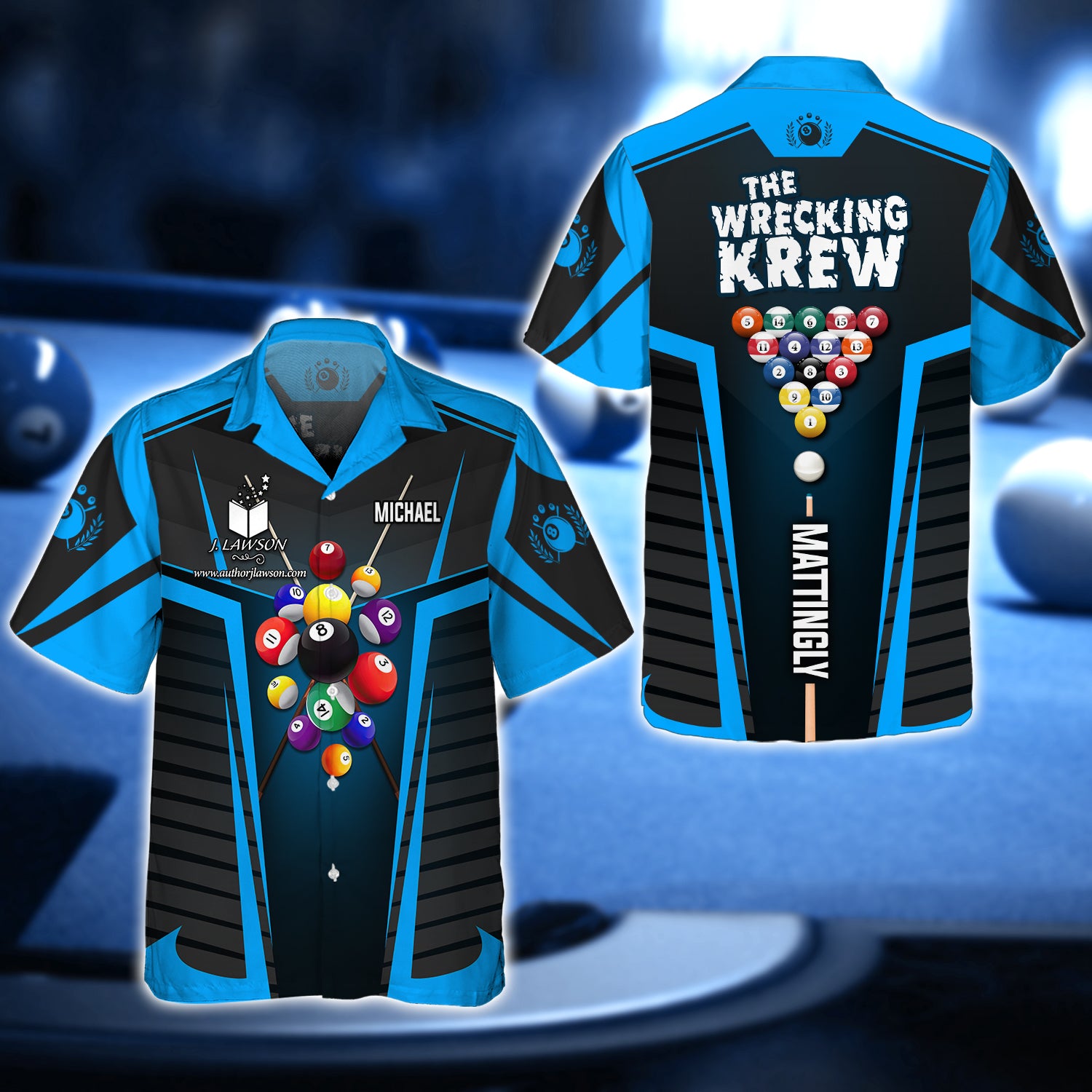 MICHAEL MATTINGLY, The Wrecking Krew Team In Blue Billard Balls 3D Shirt - QB95