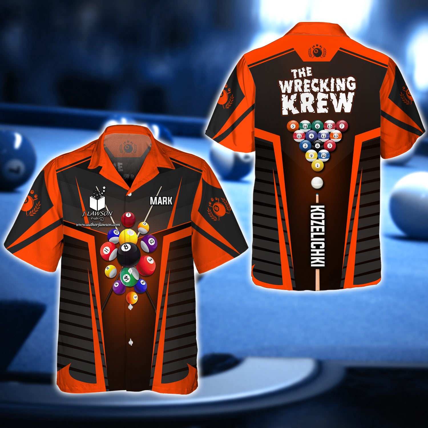 MARK KOZELICHKI, The Wrecking Krew Team In Orange Billard Balls 3D Shirt - QB95