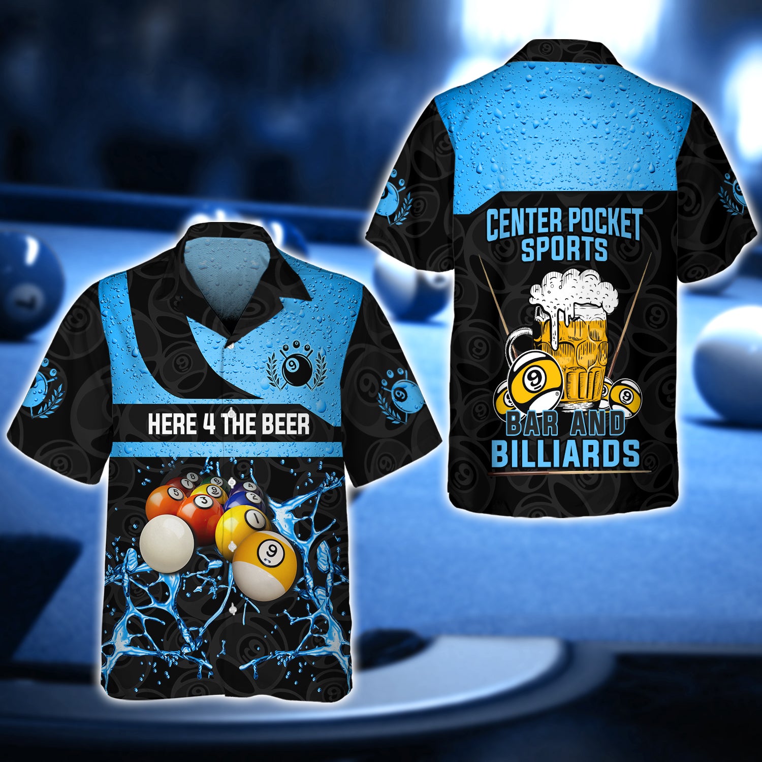 Here For The Beer Billiard Team Blue Version 3D Shirt - QB95