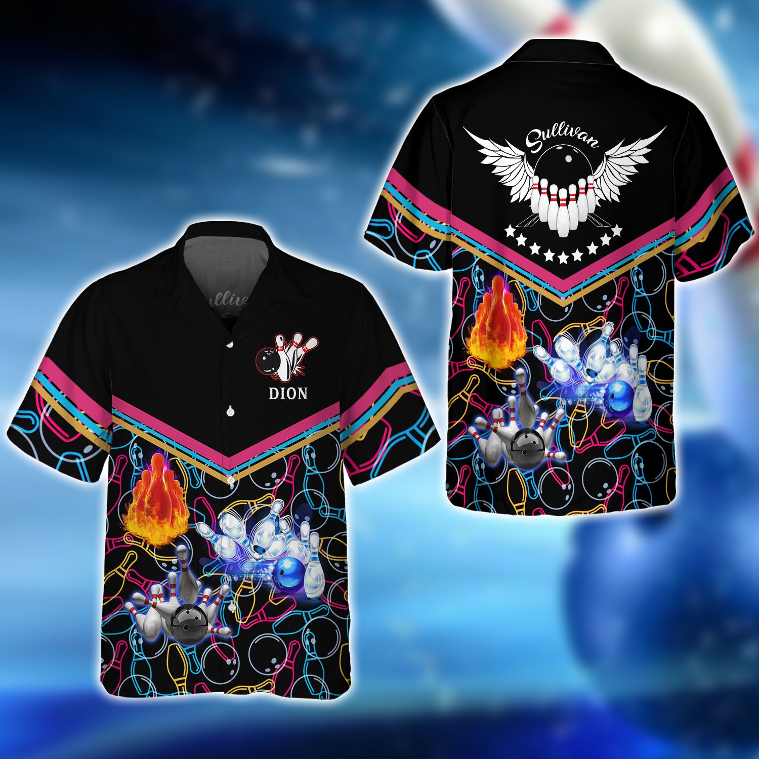 Dion Sullivan Bowling Strike Abstract Colorful 3D Shirt - QB95