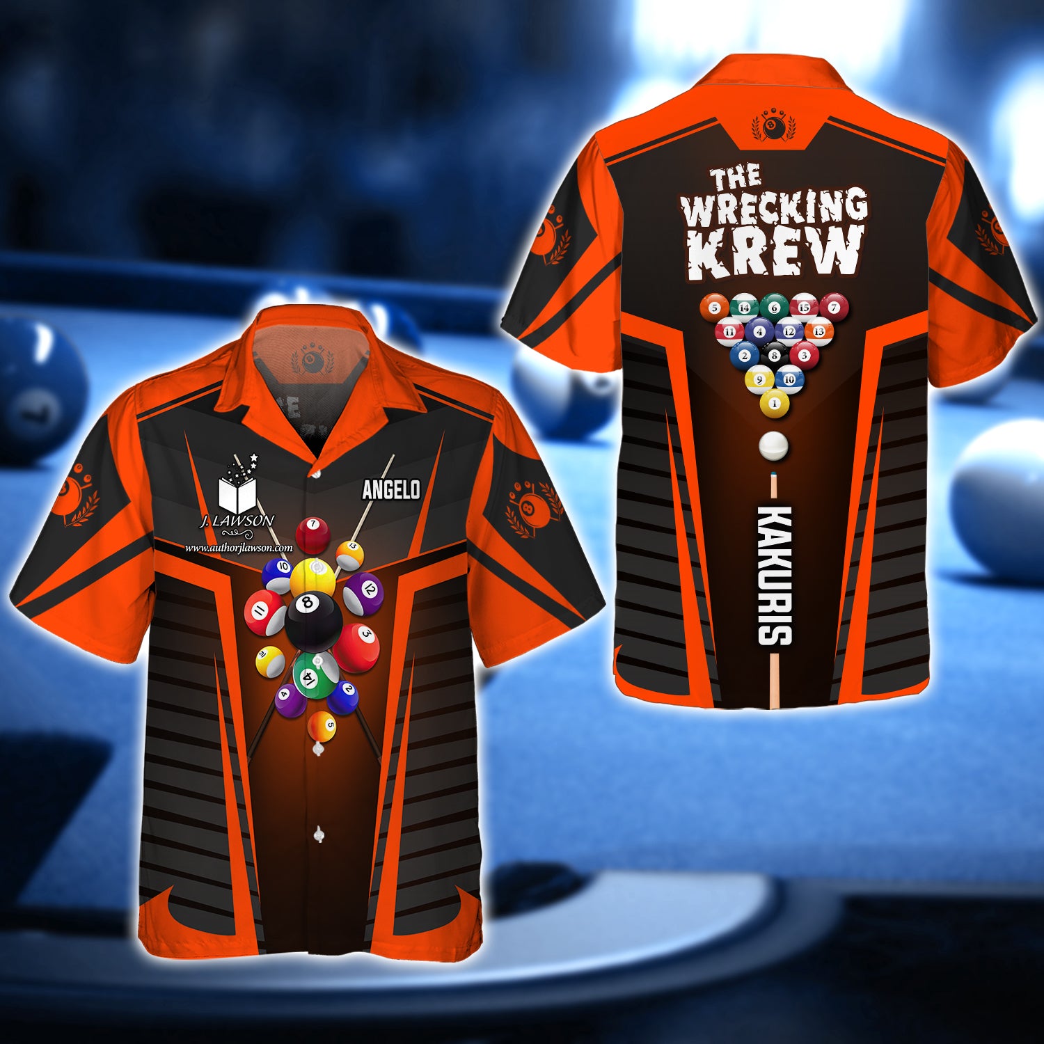 ANGELO KAKURIS, The Wrecking Krew Team In Orange Billard Balls 3D Shirt - QB95