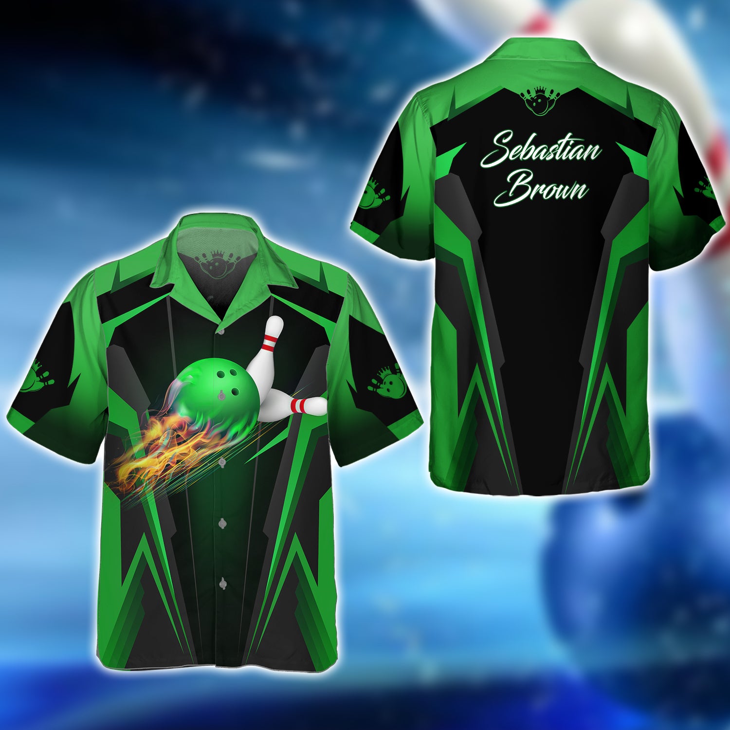 Sebastian Brown Green Bowling 3D Shirt - QB95