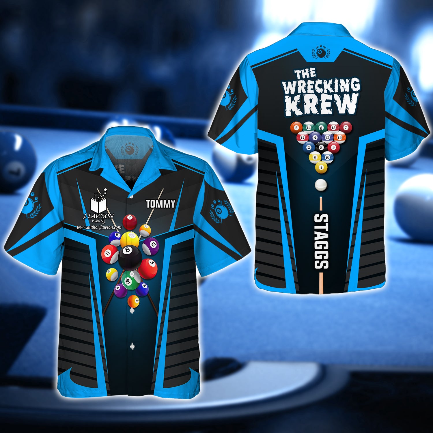 TOMMY STAGGS, The Wrecking Krew Team In Blue Billard Balls 3D Shirt - QB95