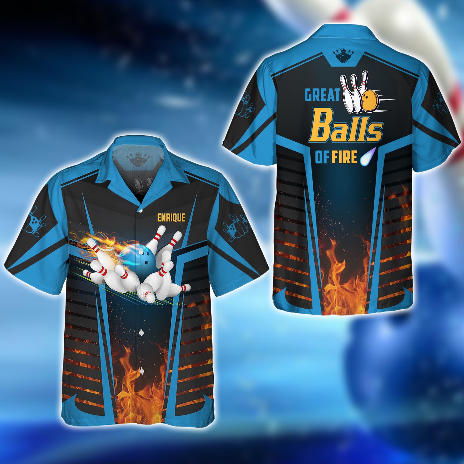 ENRIQUE Great Balls On Fire Bowling Team 3D Shirt - QB95