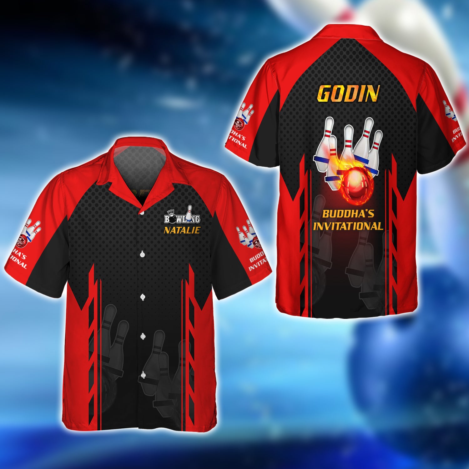 Natalie Godin Buddha's Invitational Bowling 5Pins On Fire 3D Shirt - QB95